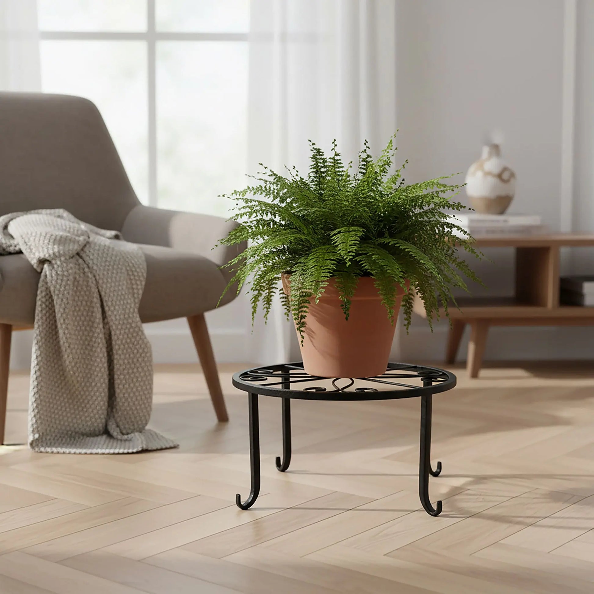 Retro Blumenständer 2er-Set Schwarz von Relaxdays