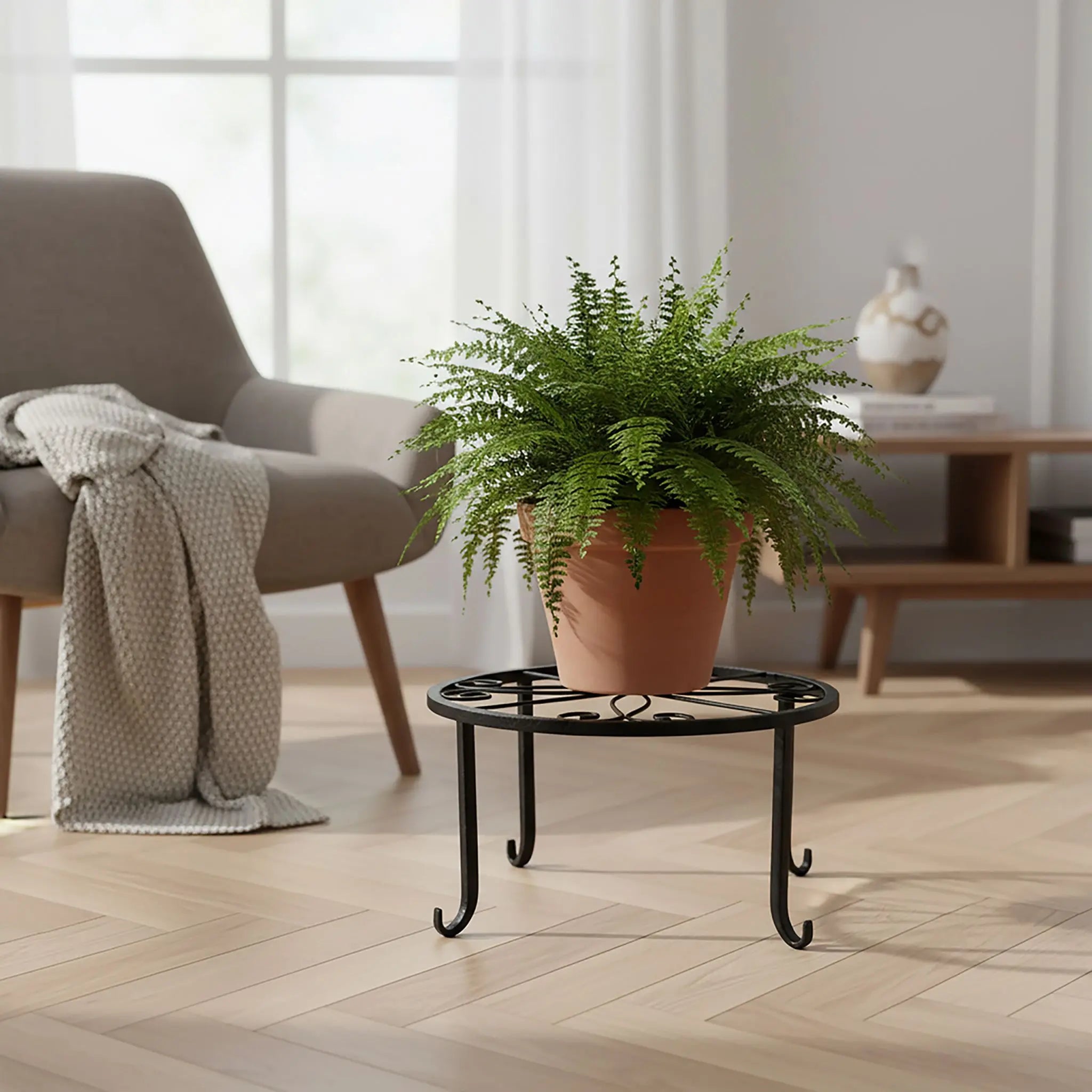 Retro Blumenständer 2er-Set Schwarz von Relaxdays