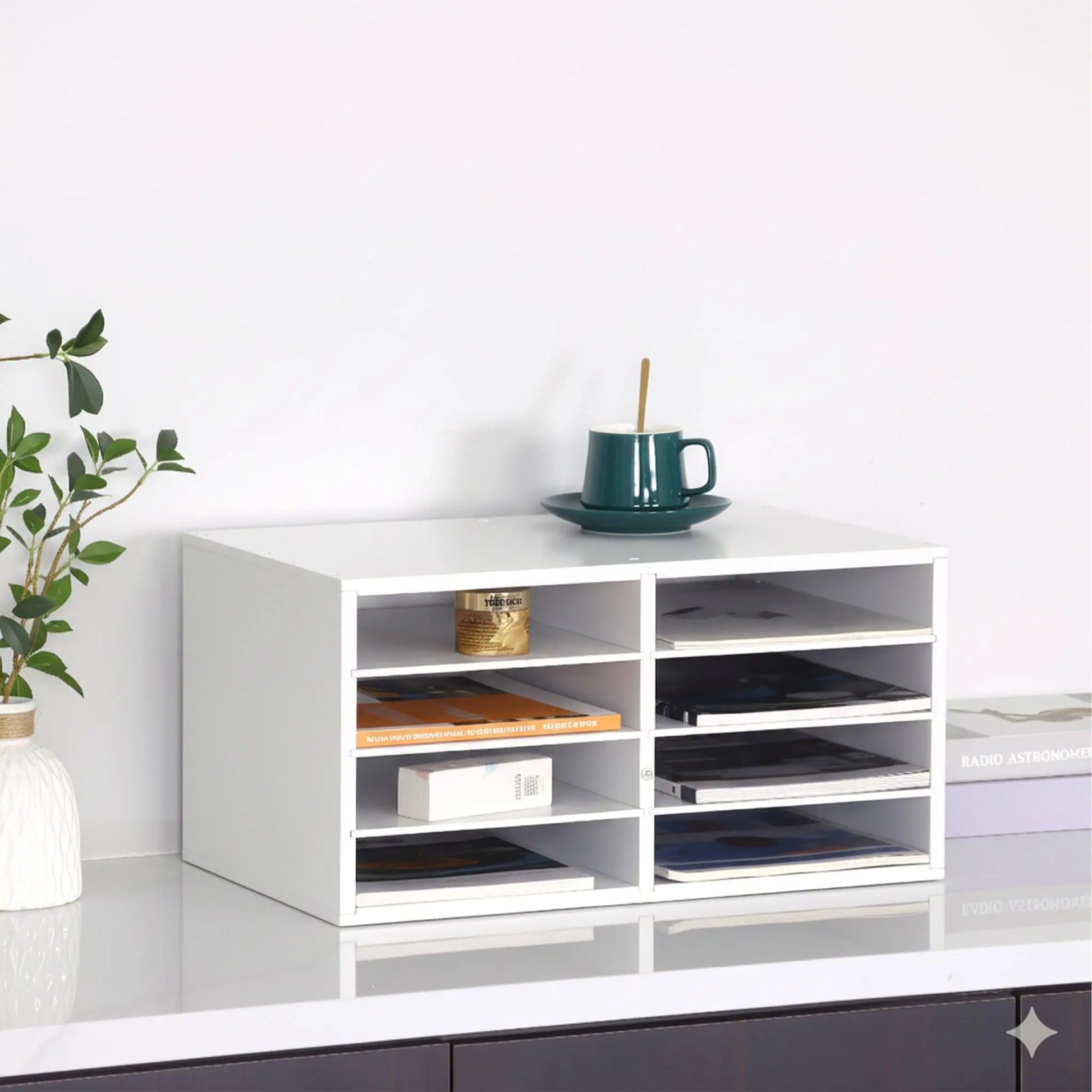Dokumentenablage Bambus 8 Fächer Weiss von Relaxdays