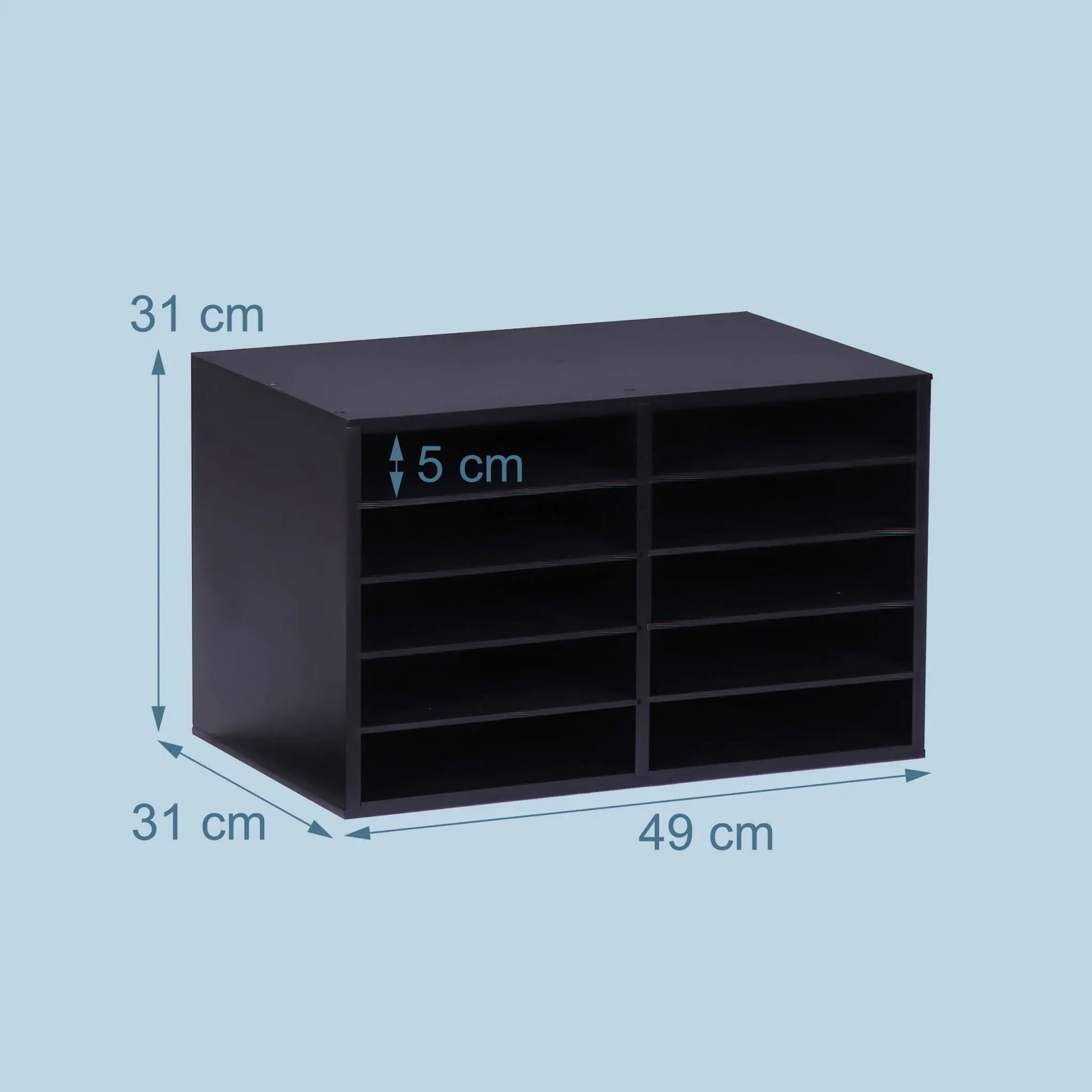 Dokumentenablage Bambus 10 Fächer Schwarz von Relaxdays