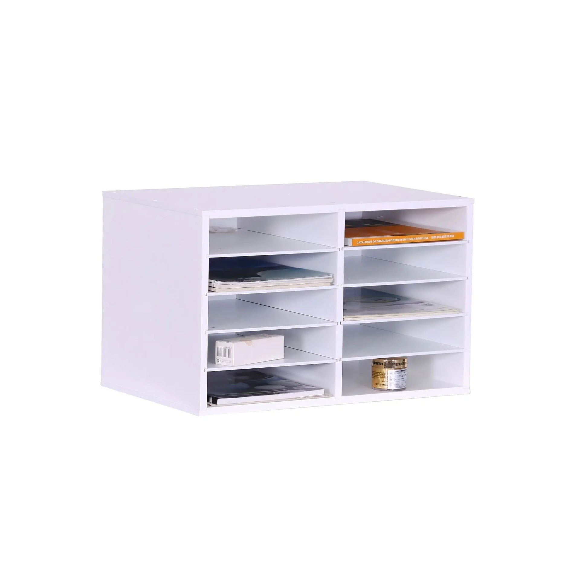 Dokumentenablage Bambus 10 Fächer Weiss von Relaxdays