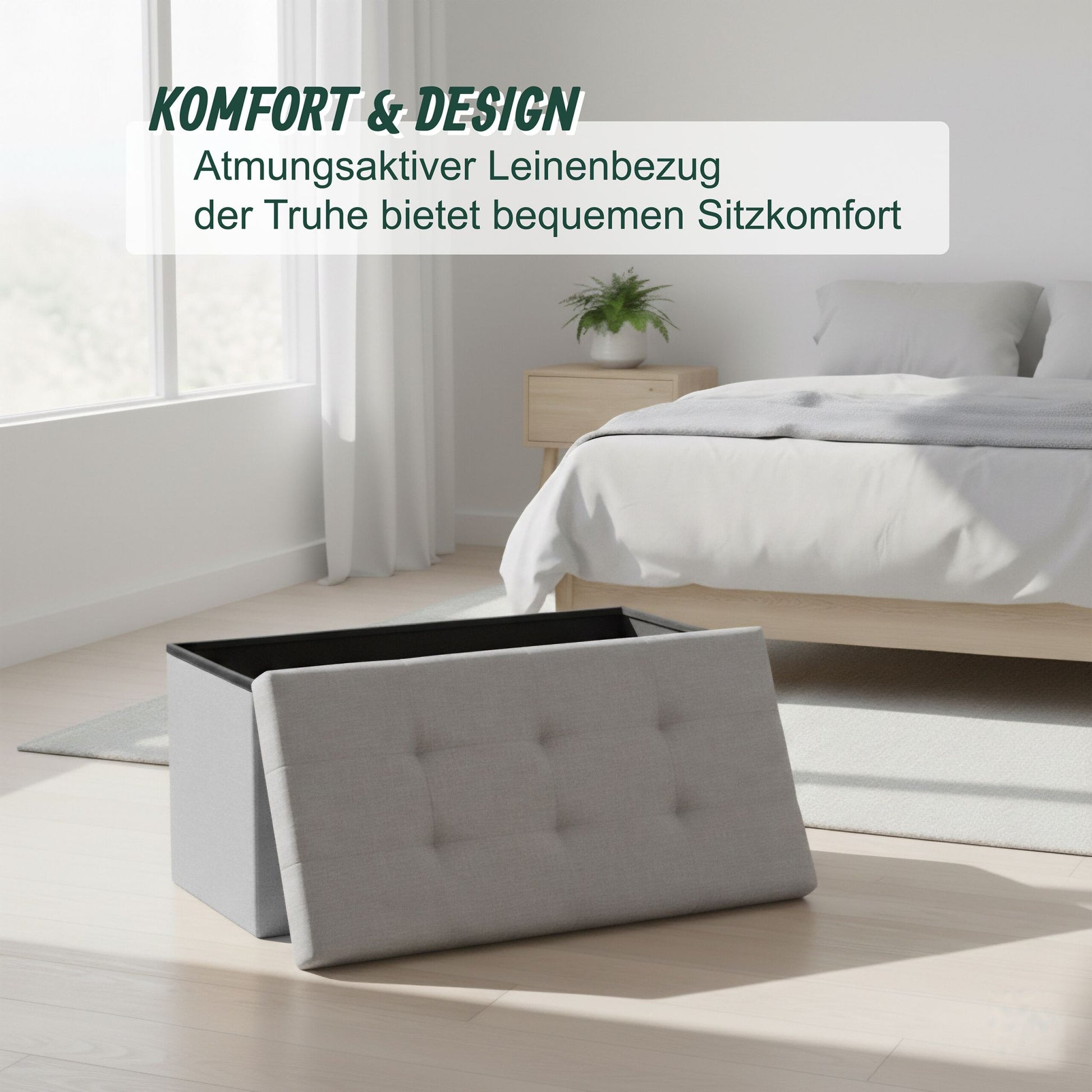Sitzbank Stoff Grau von Relaxdays