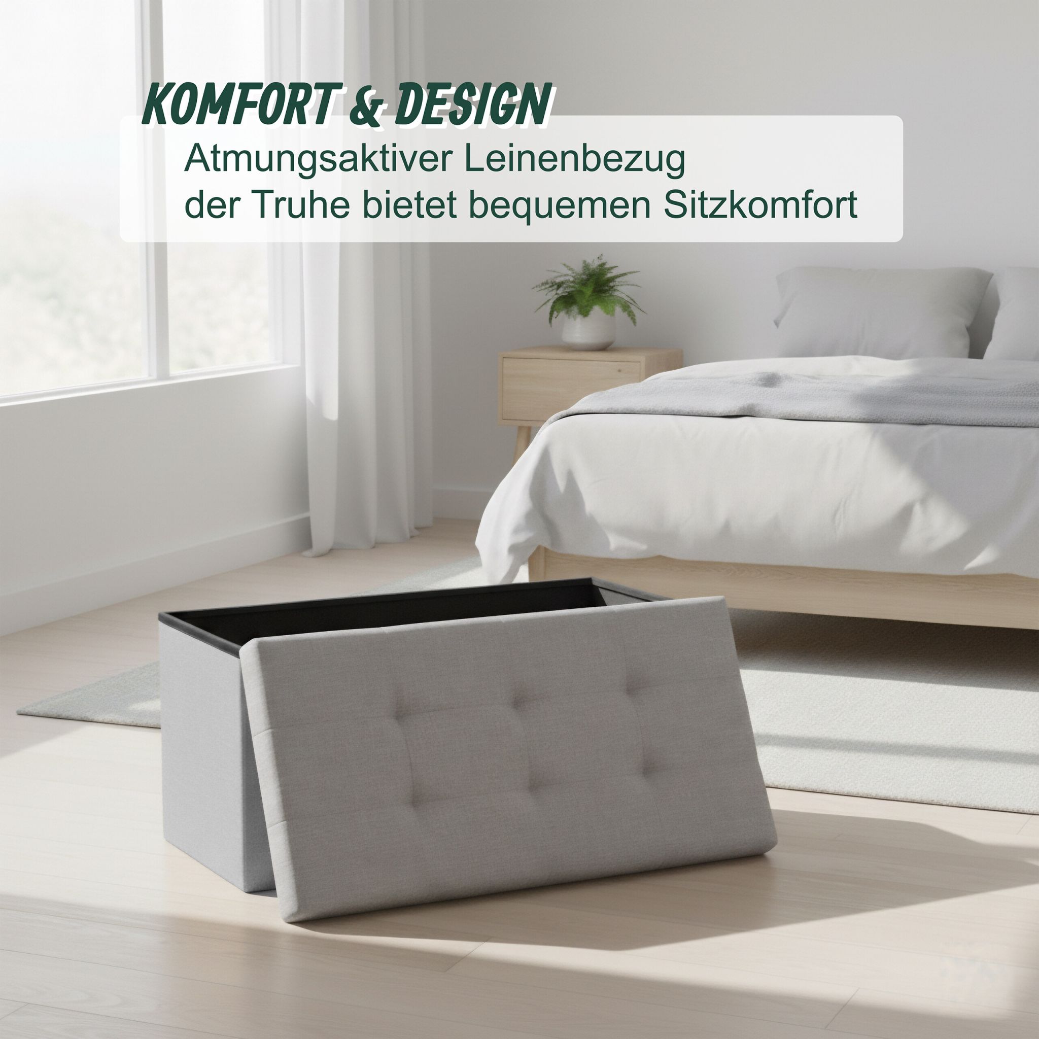Sitzbank Stoff Grau von Relaxdays