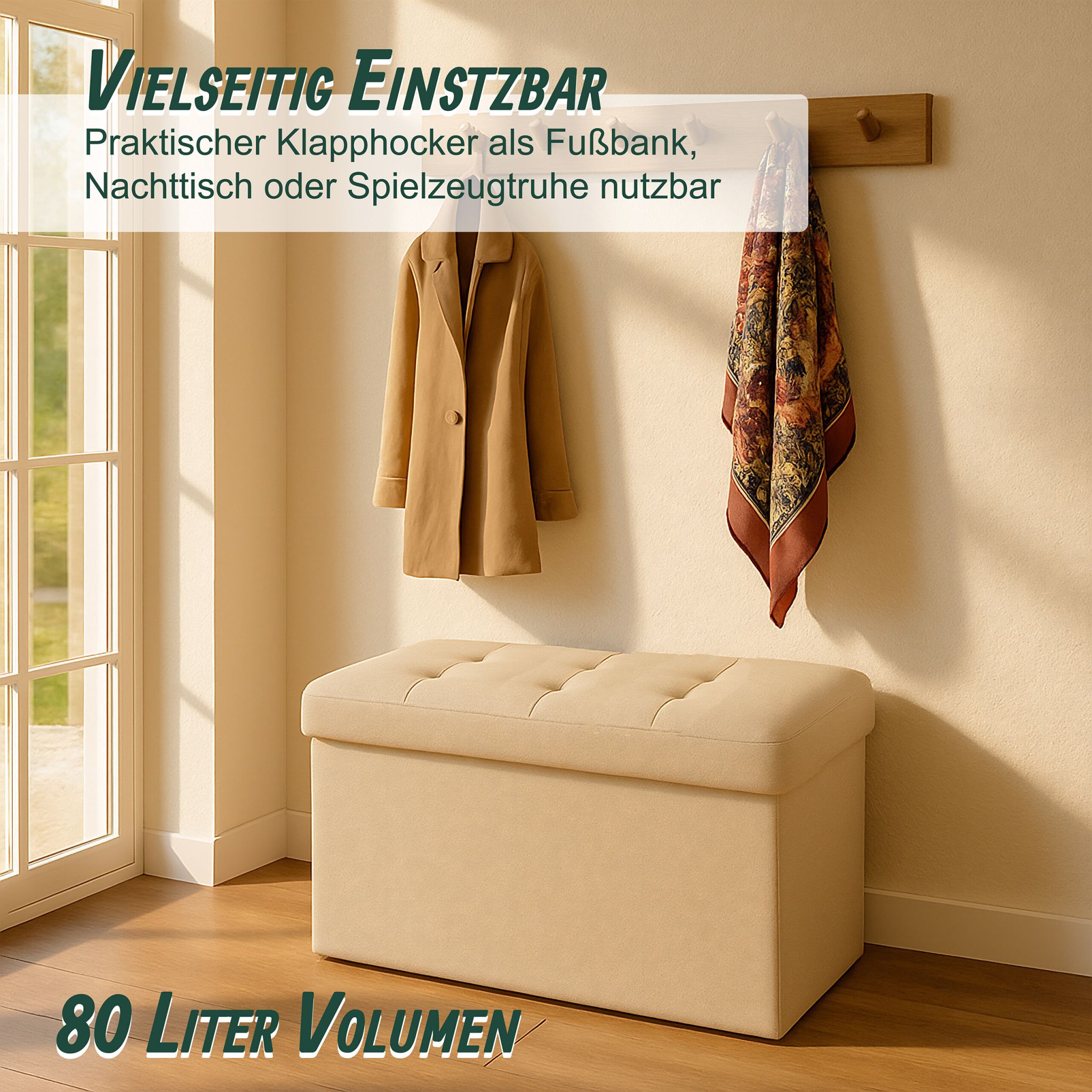 Sitzbank Stoff Beige von Relaxdays