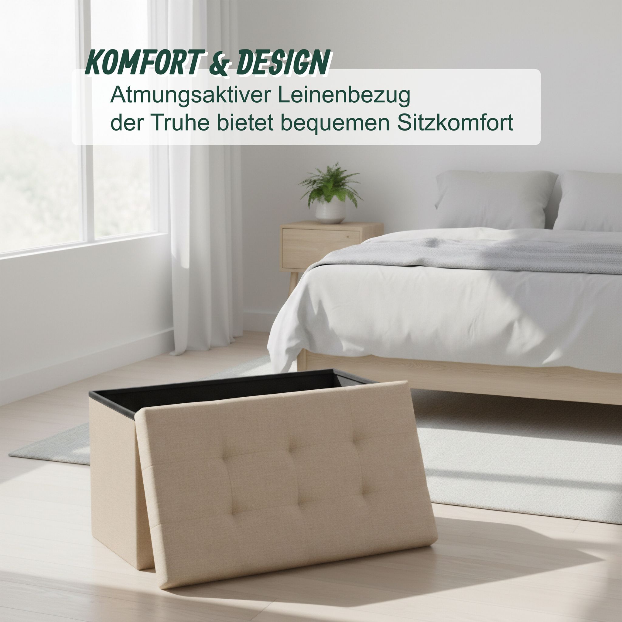 Sitzbank Stoff Beige von Relaxdays