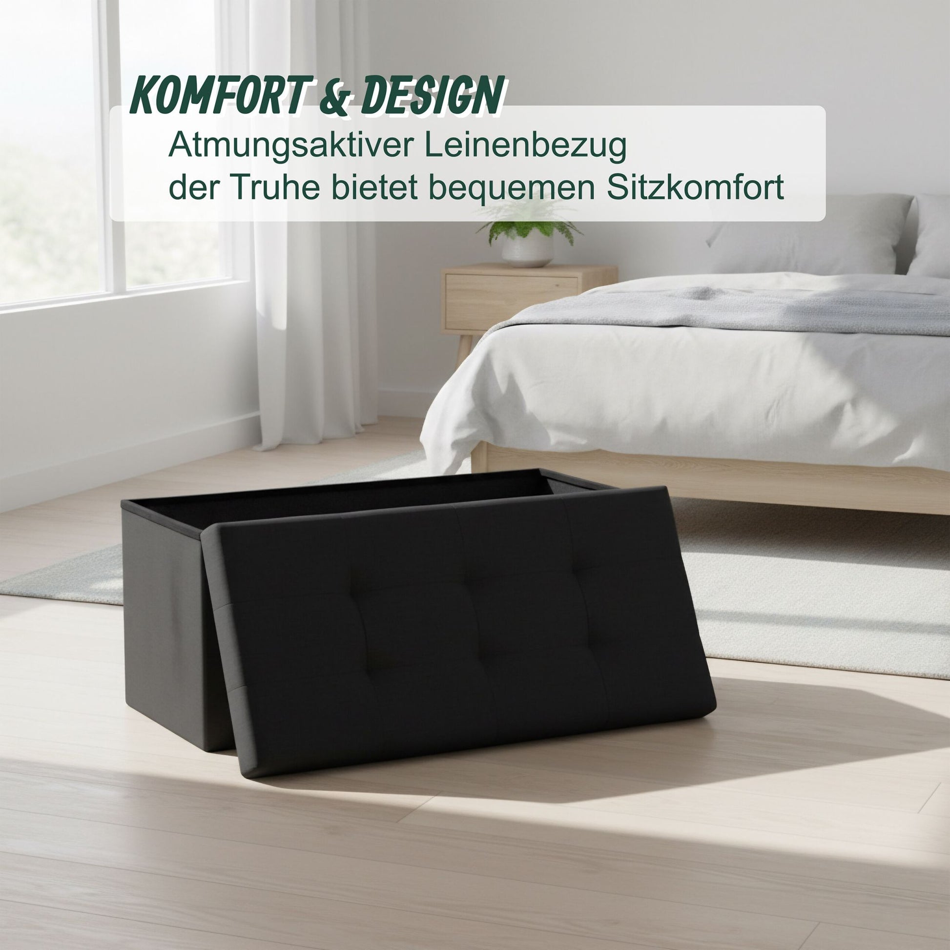 Sitzbank Stoff Schwarz von Relaxdays