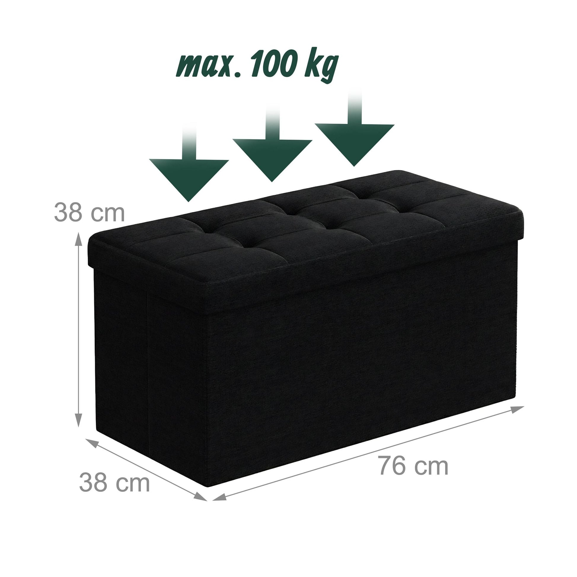 Sitzbank Stoff Schwarz von Relaxdays