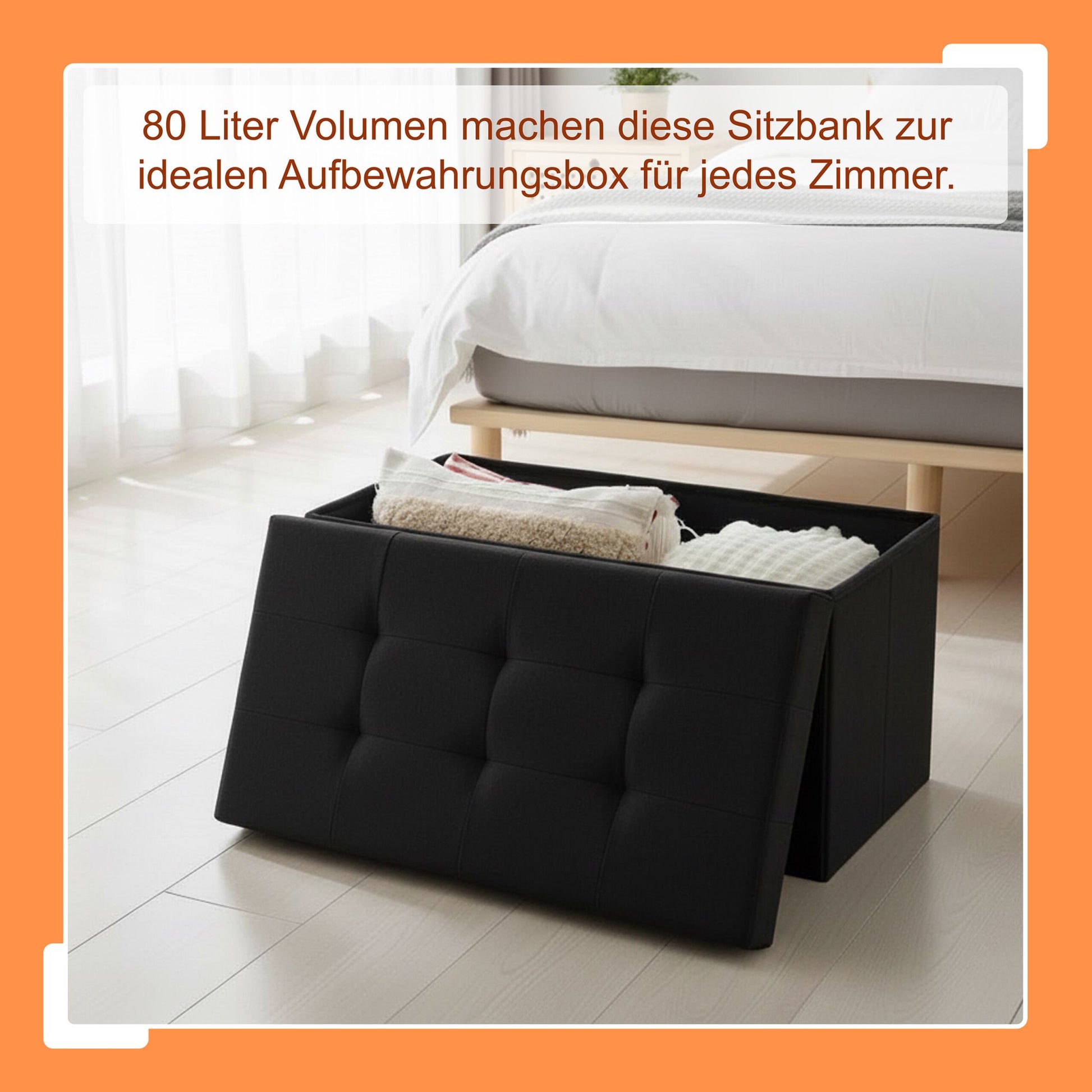 Sitzbank Stoff Schwarz von Relaxdays