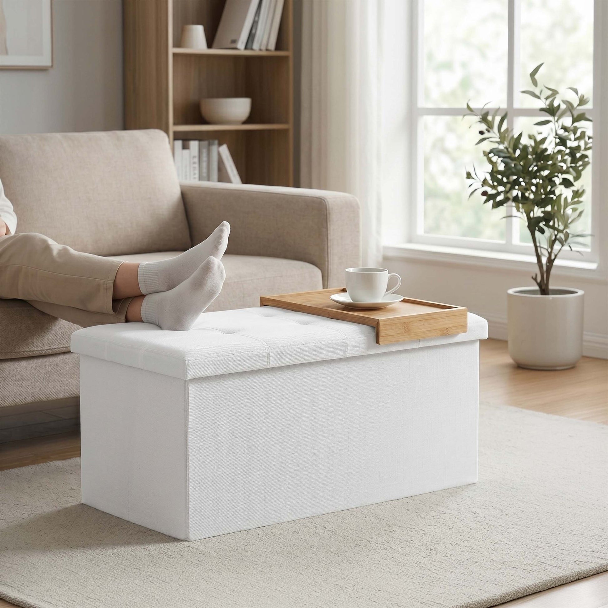 Sitzbank Stoff Weiss von Relaxdays