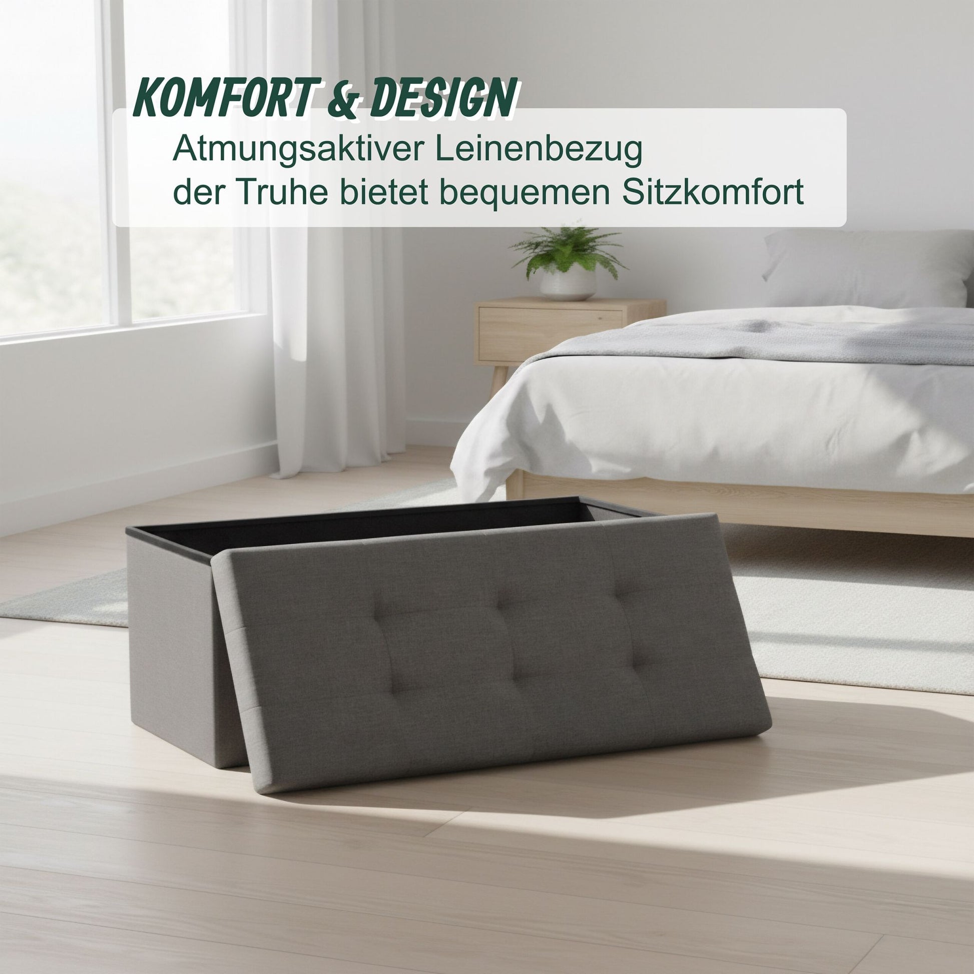 Sitzbank Stoff Anthrazit von Relaxdays