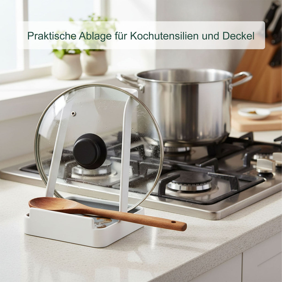 Kochlöffel Ständer & Topfdeckelhalter Weiss von Relaxdays