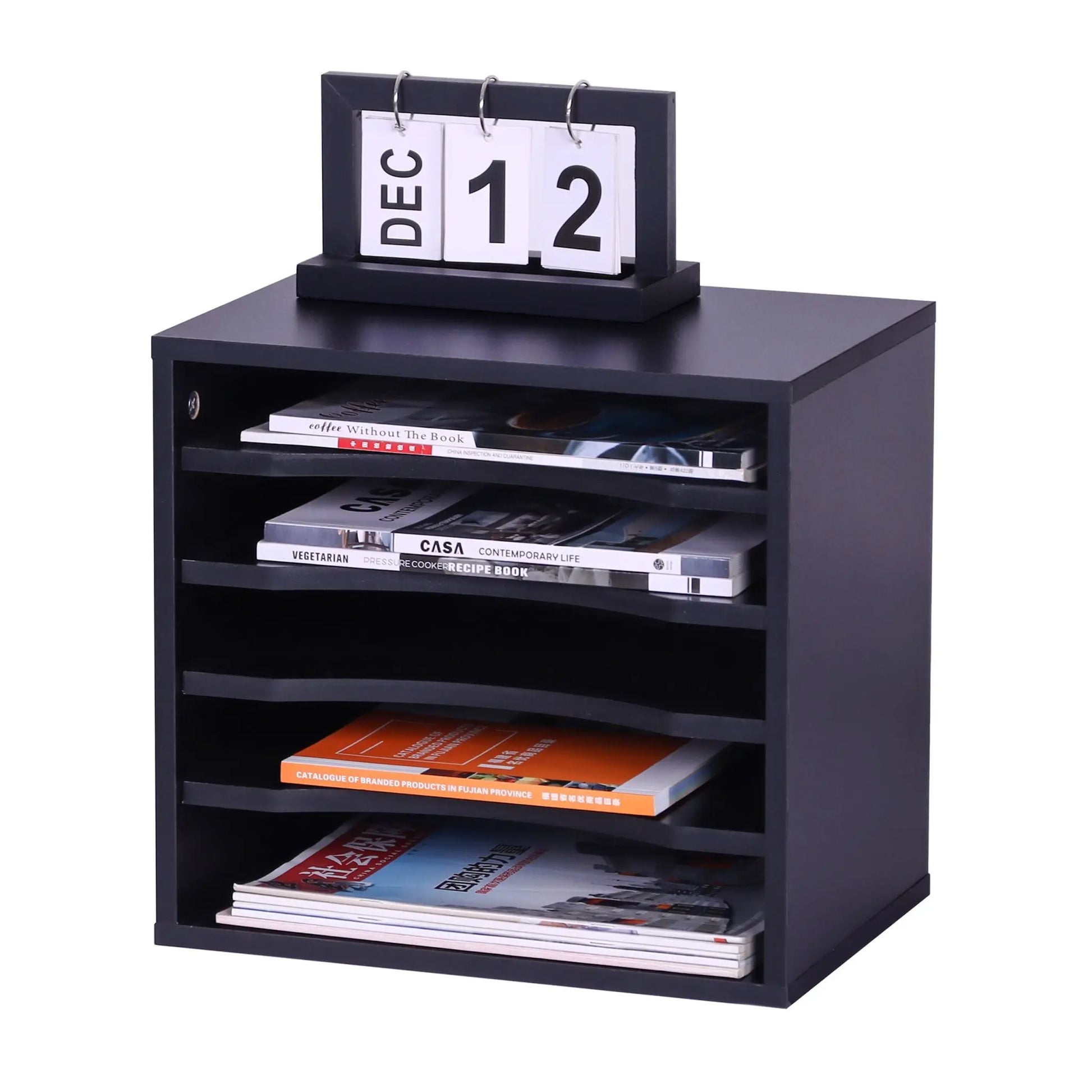 Dokumentenablage 5 Fächer Schwarz von Relaxdays