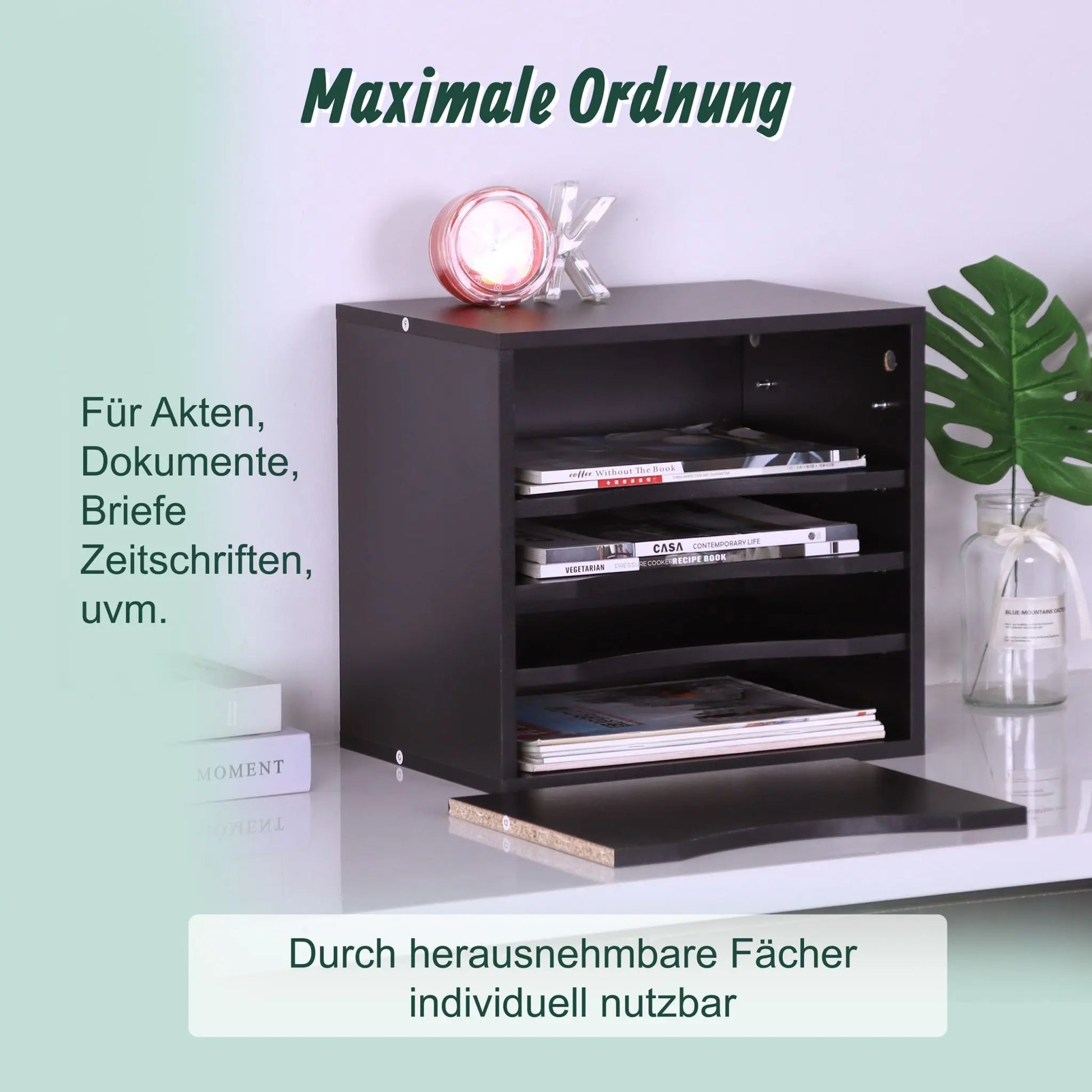 Dokumentenablage 5 Fächer Schwarz von Relaxdays