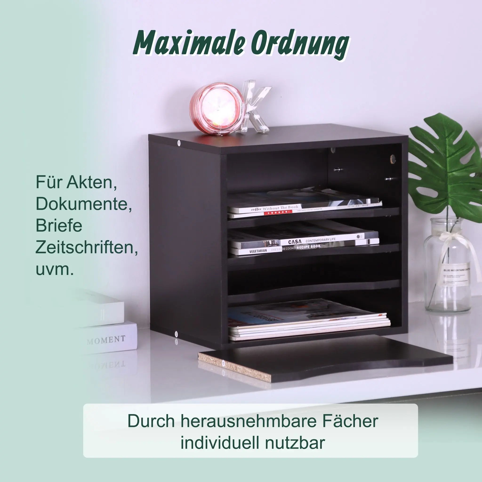 Dokumentenablage 5 Fächer Schwarz von Relaxdays