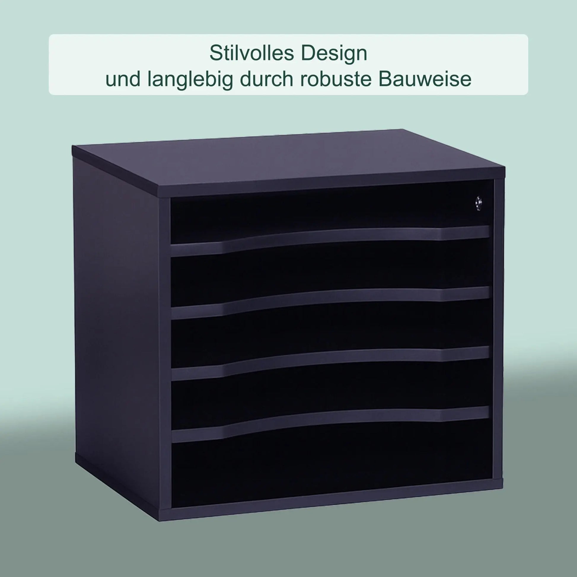 Dokumentenablage 5 Fächer Schwarz von Relaxdays