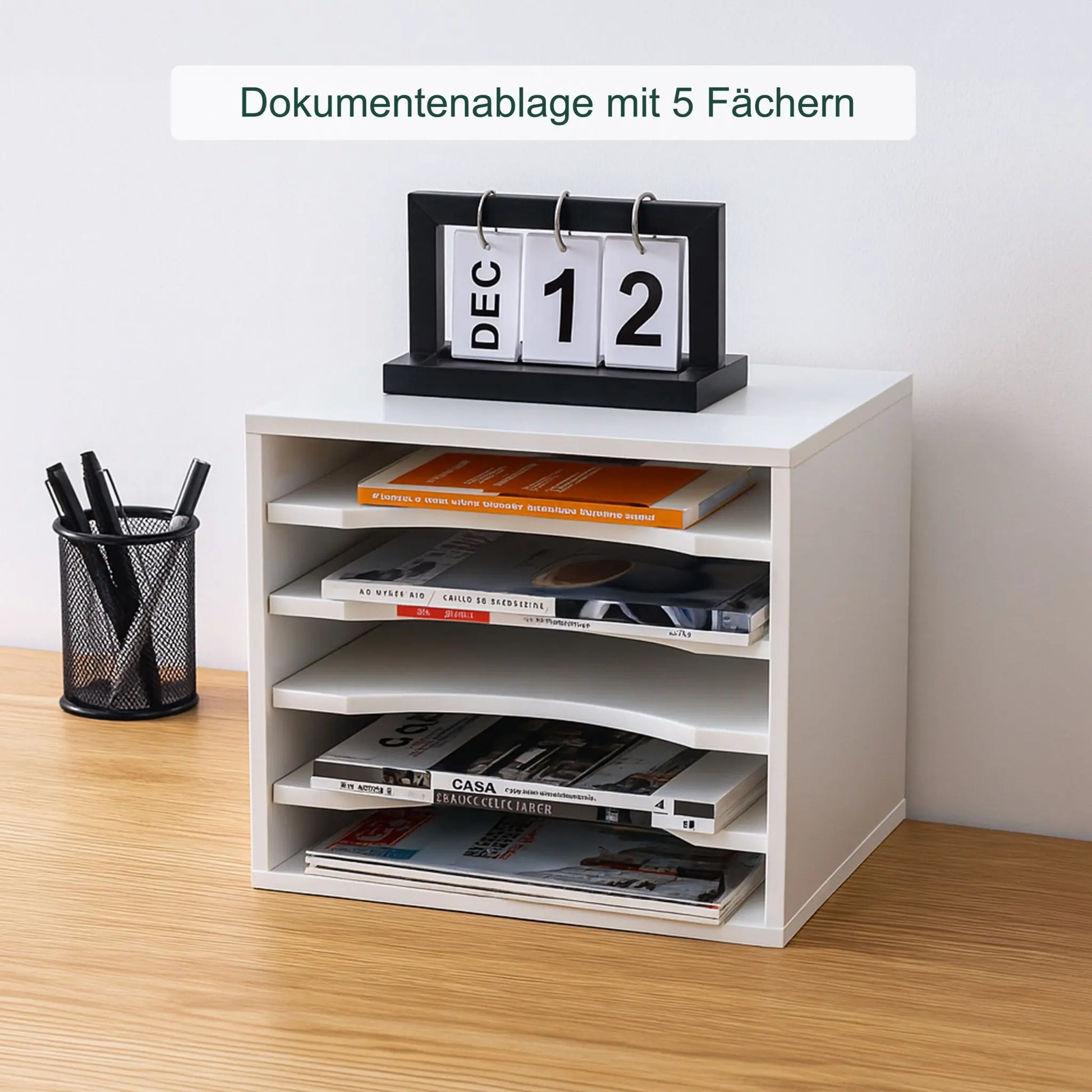 Dokumentenablage 5 Fächer Weiss von Relaxdays