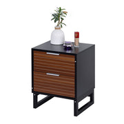 Nachttisch mit 2 Schubladen Braun-Schwarz-Silber von Relaxdays