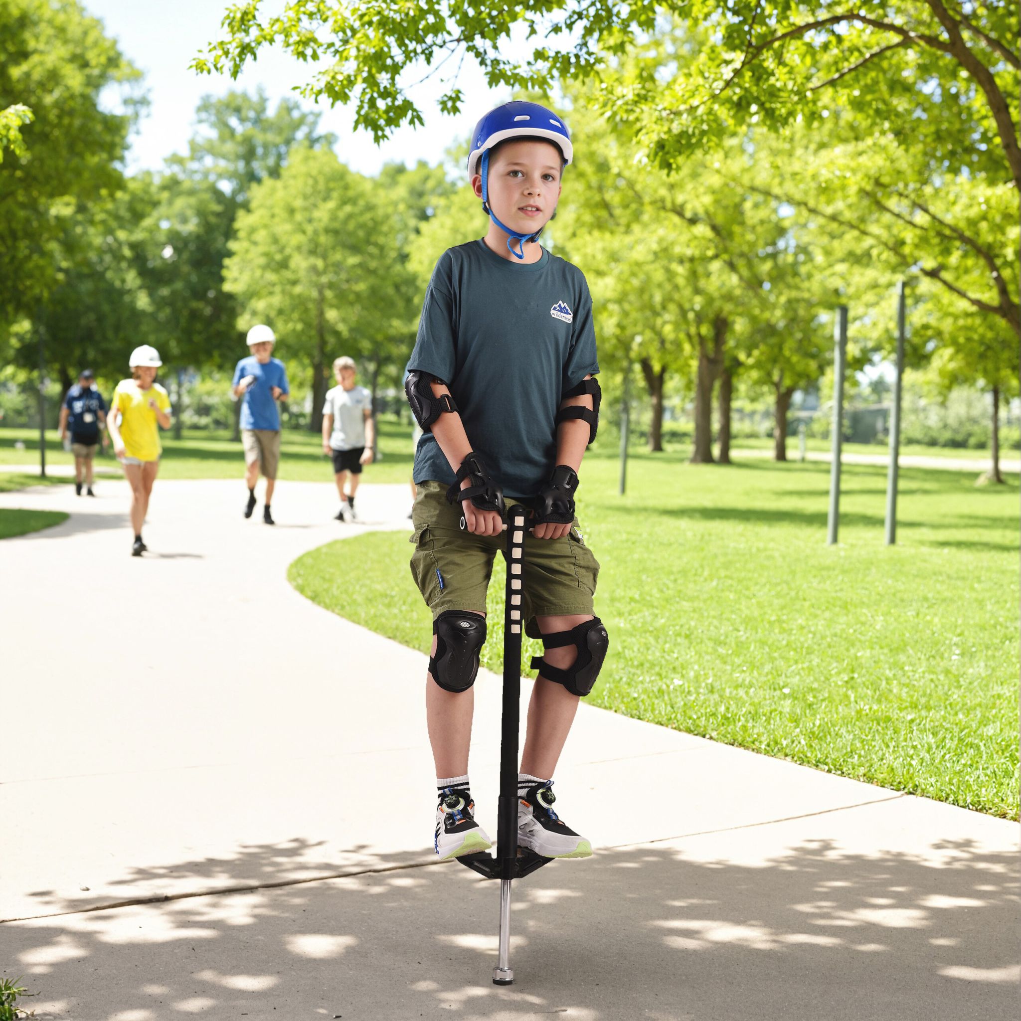 Pogo Stick für Kinder 35 kg Schwarz-Silber von Relaxdays