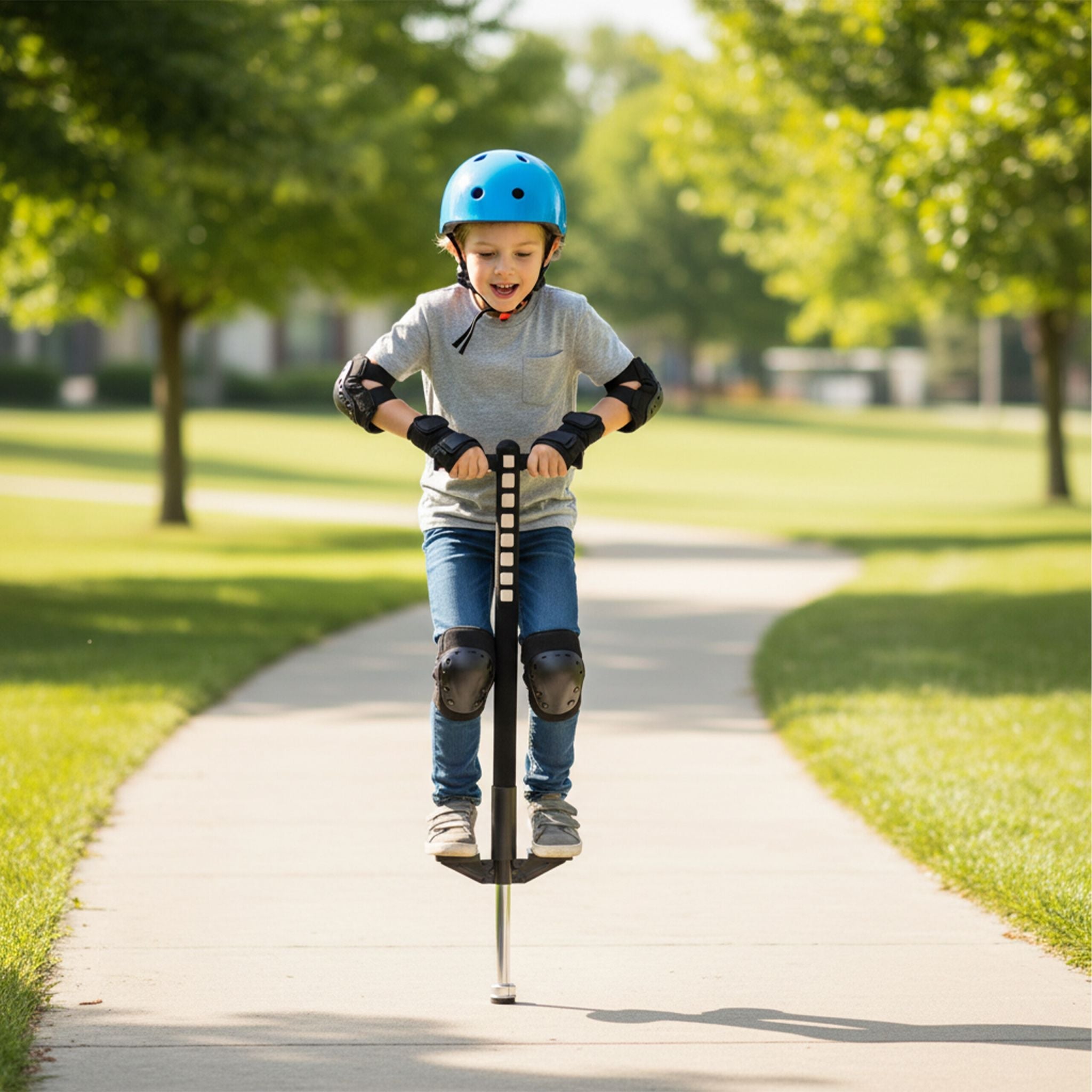 Pogo Stick für Kinder 35 kg Schwarz-Silber von Relaxdays