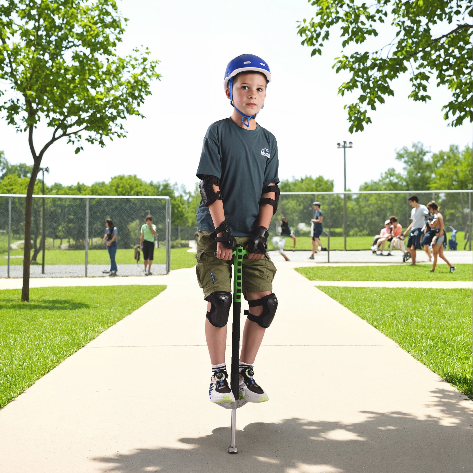 Pogo Stick für Kinder 35 kg Grün-Schwarz-Silber von Relaxdays