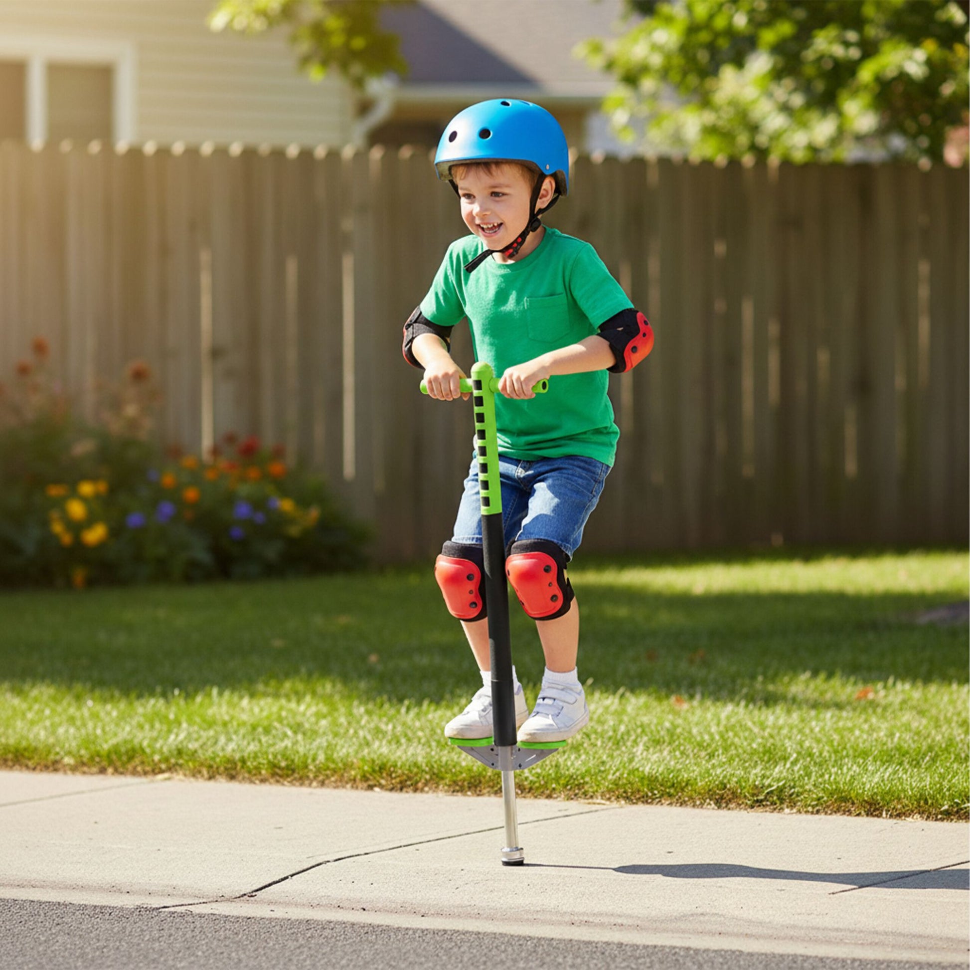 Pogo Stick für Kinder 35 kg Grün-Schwarz-Silber von Relaxdays