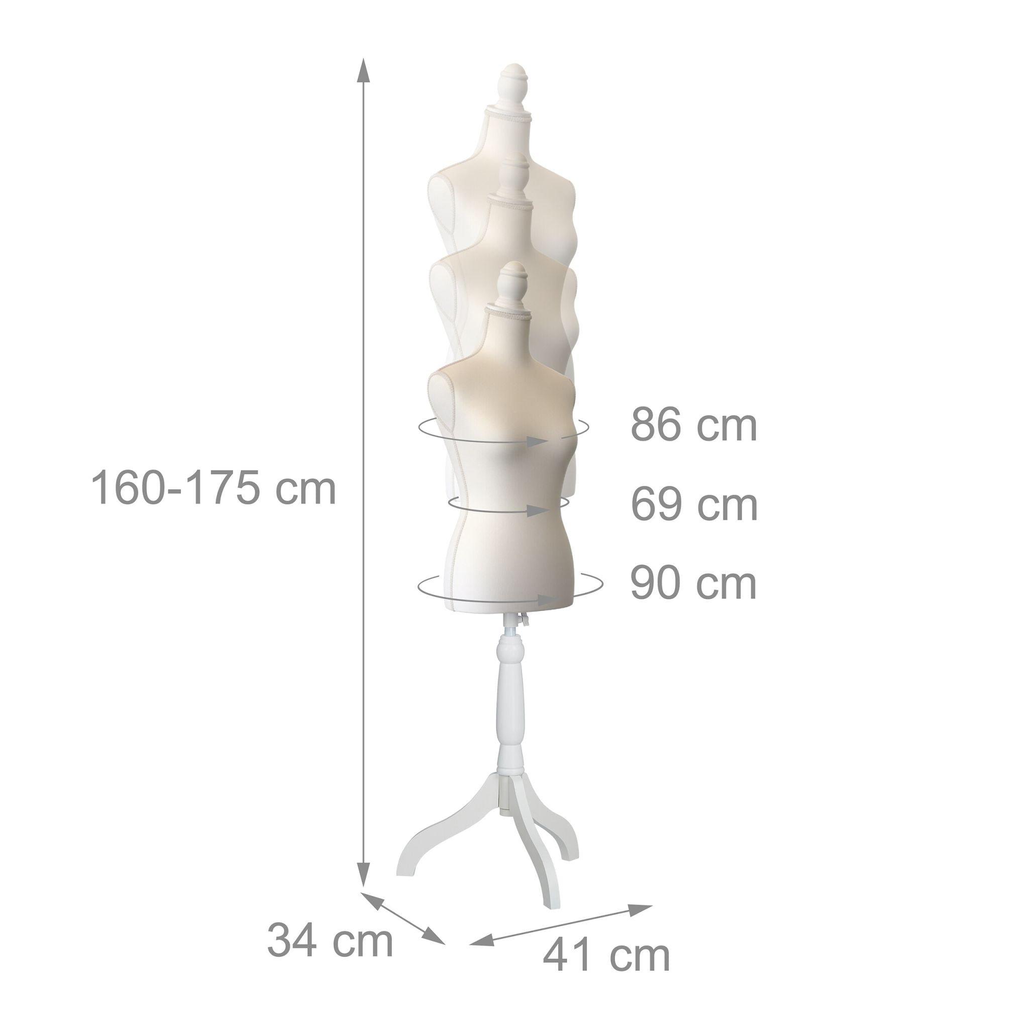 Weibliche Schneiderpuppe 36/38 Weiss von Relaxdays