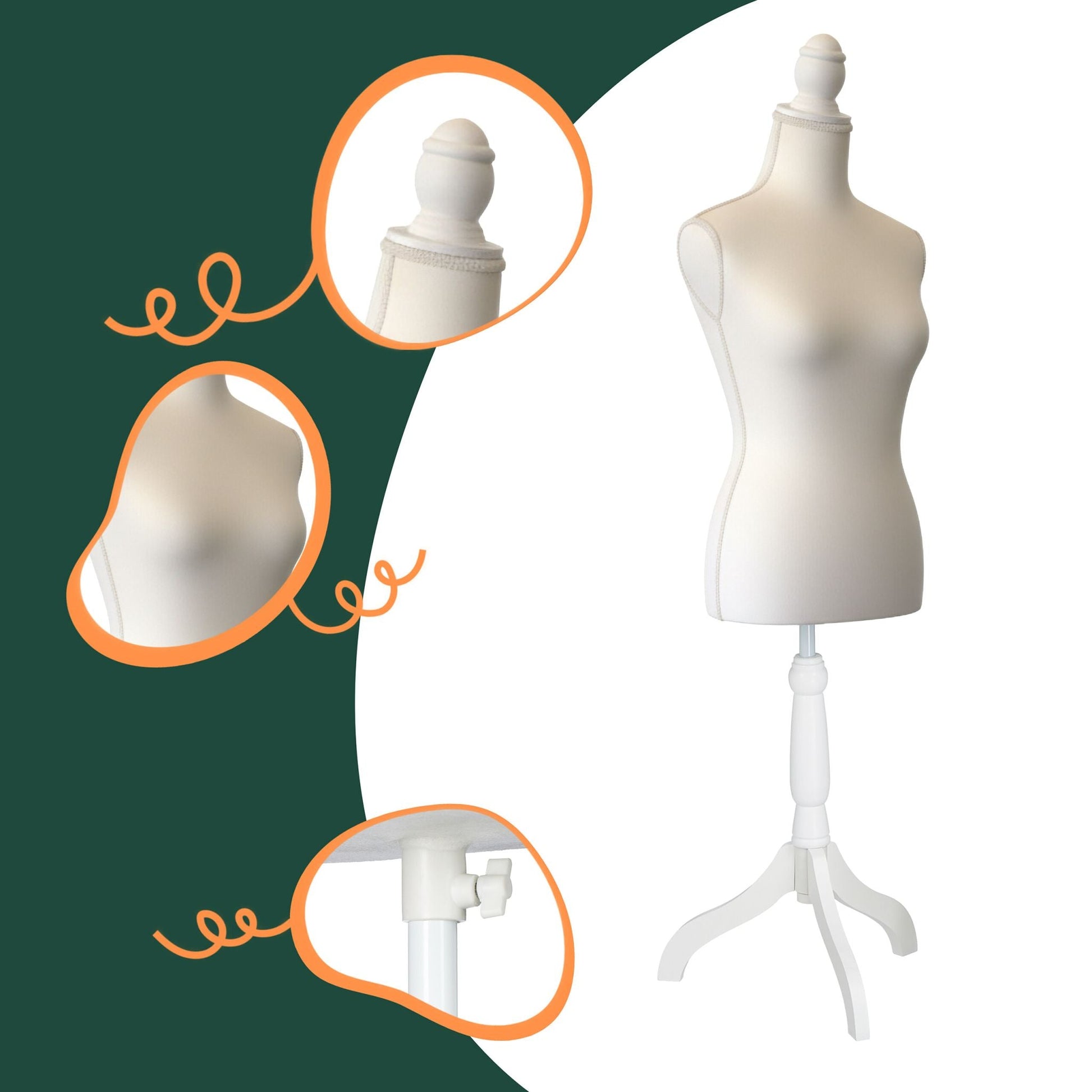 Weibliche Schneiderpuppe 36/38 Weiss von Relaxdays