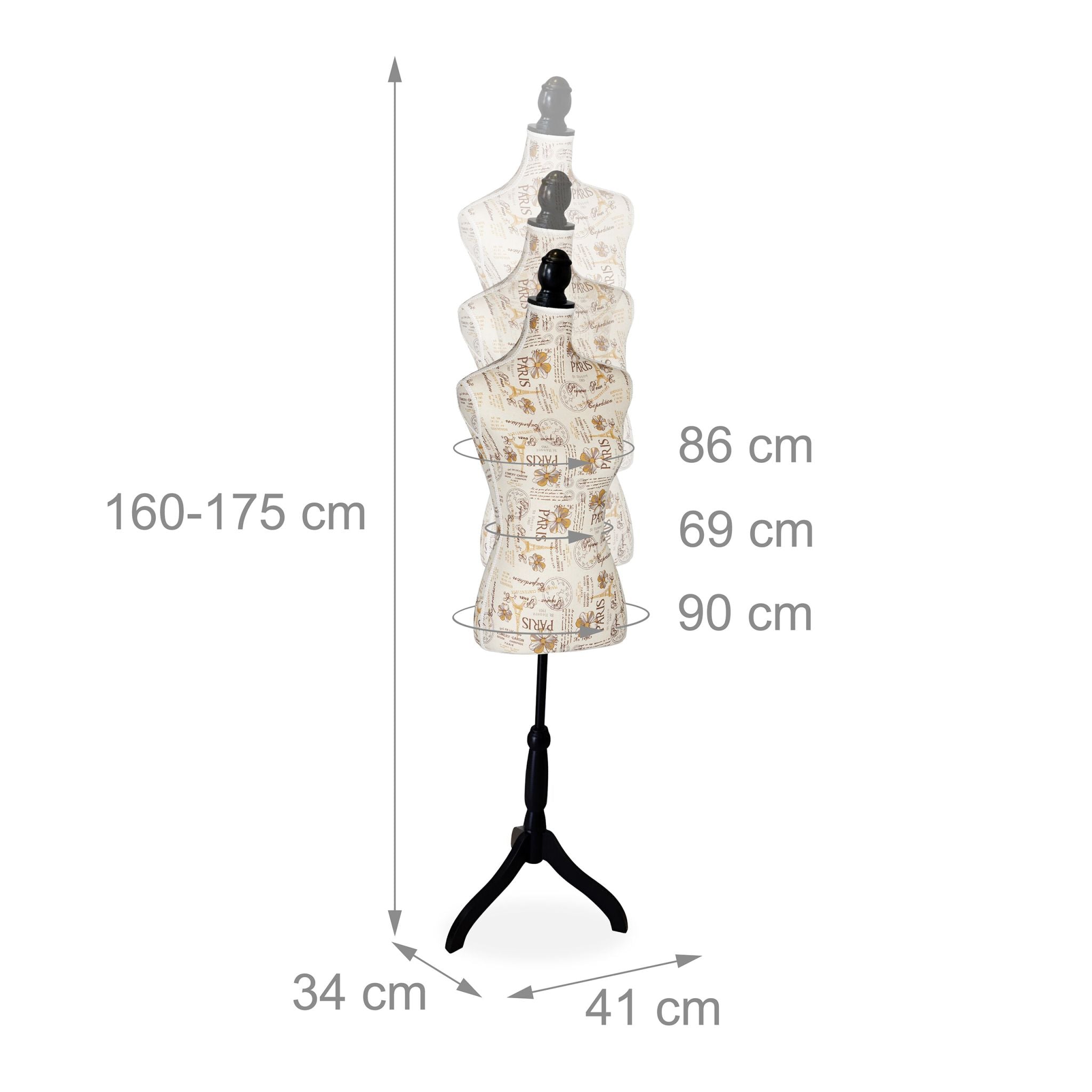 Weibliche Schneiderpuppe 36/38 Creme-Gelb-Schwarz