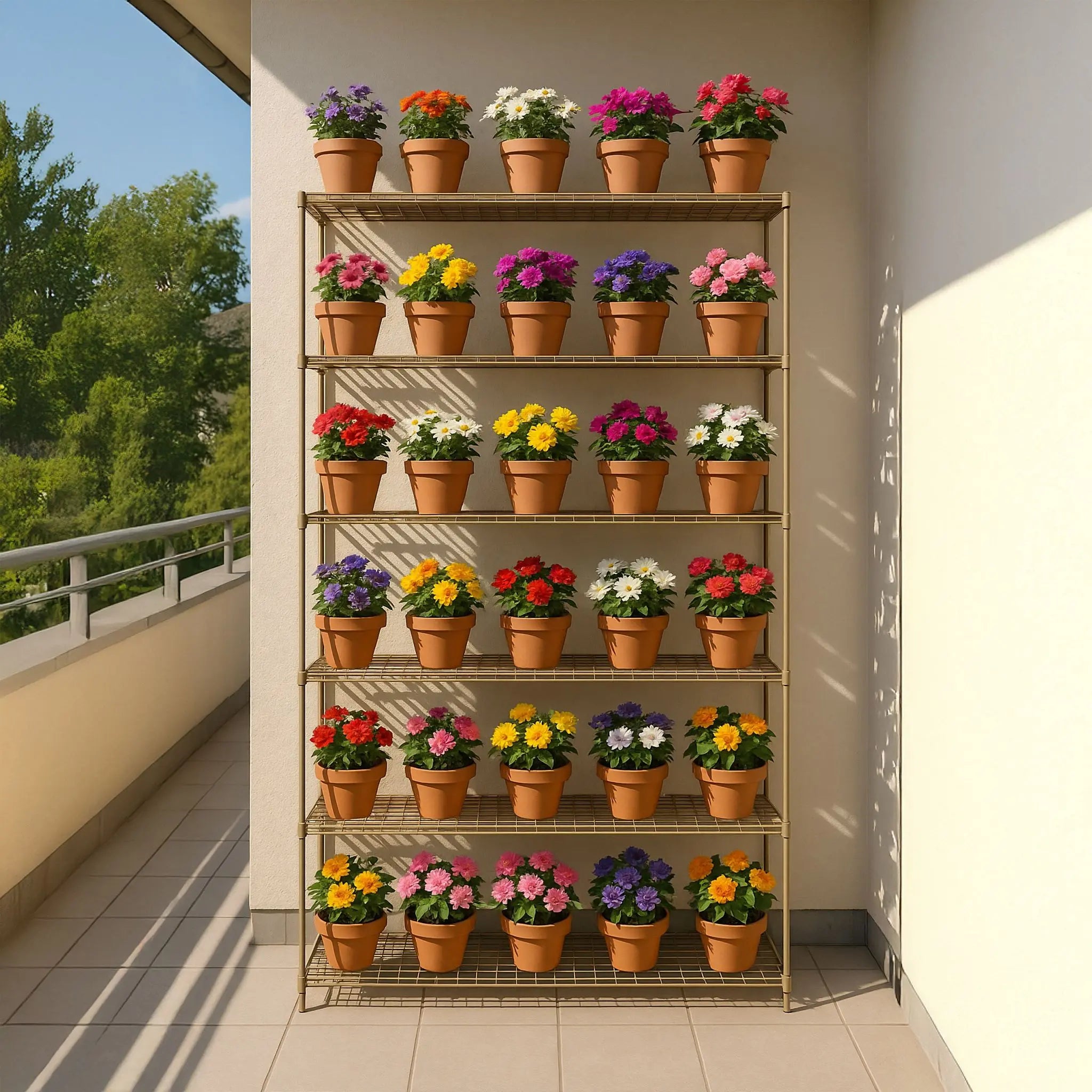 Blumenregal mit 6 Ebenen Braun von Relaxdays