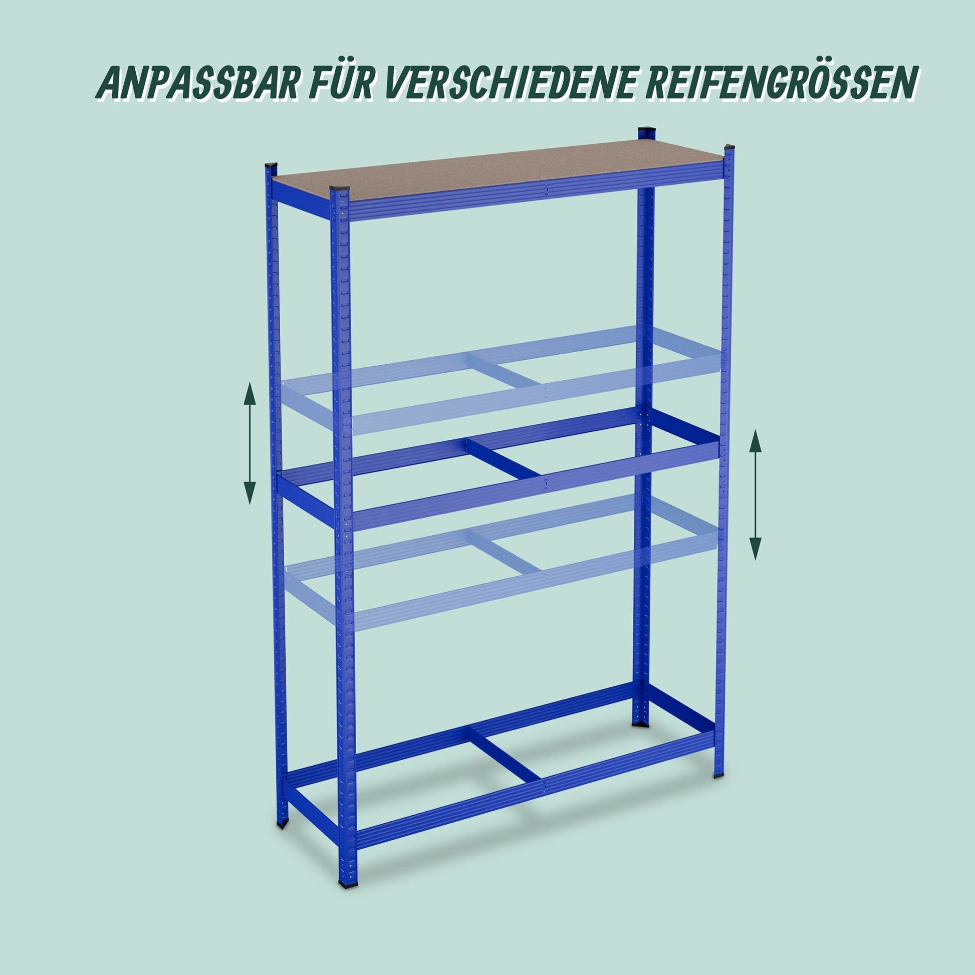 Reifenregal für 8 Reifen Blau-Hellbraun-Schwarz von Relaxdays