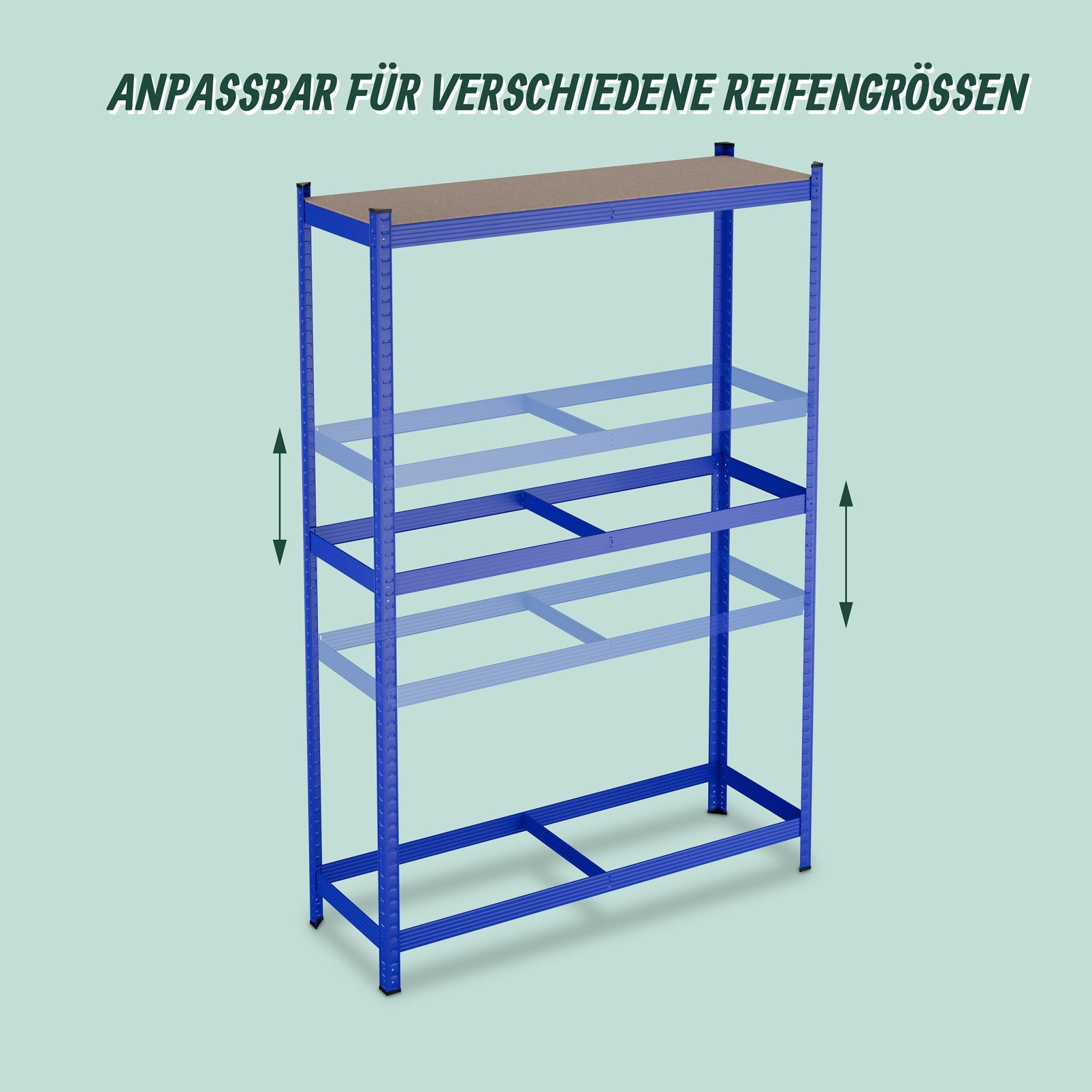 Reifenregal für 8 Reifen Blau-Hellbraun-Schwarz von Relaxdays