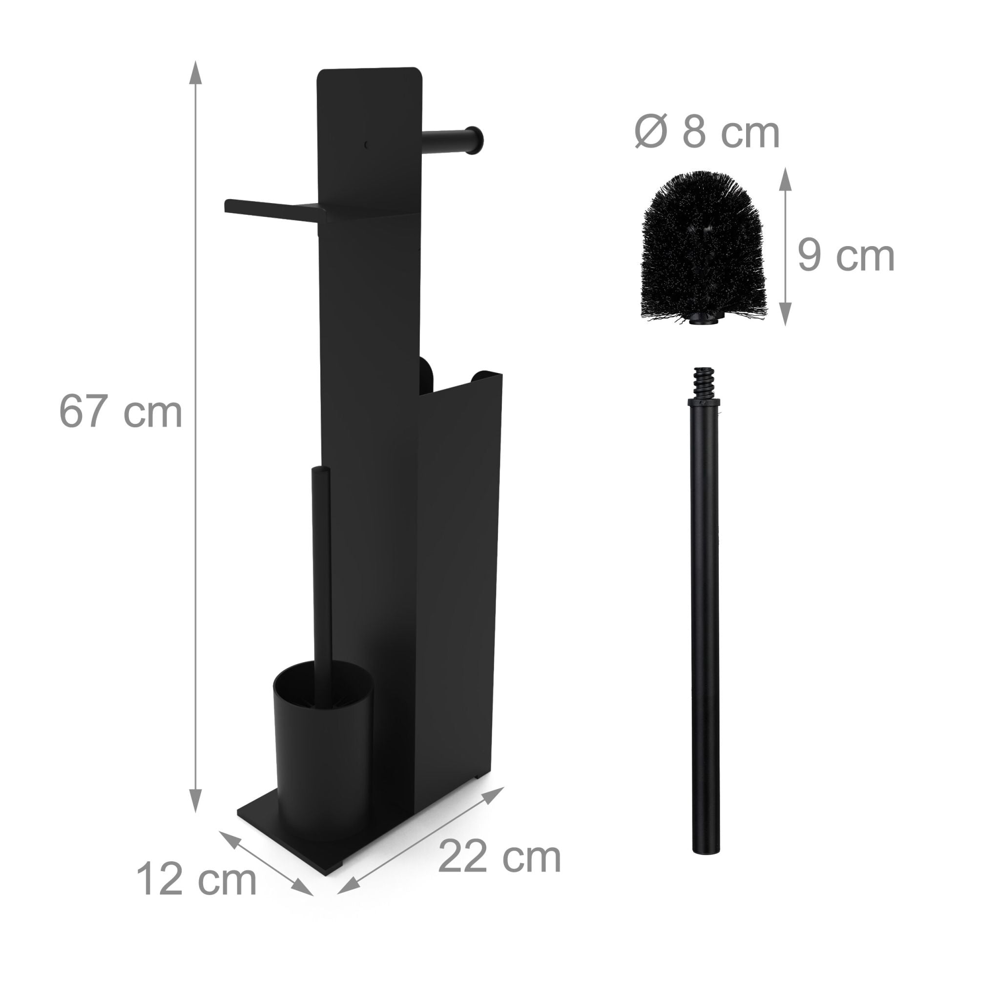 WC Garnitur mit Ersatzrollenhalter Schwarz