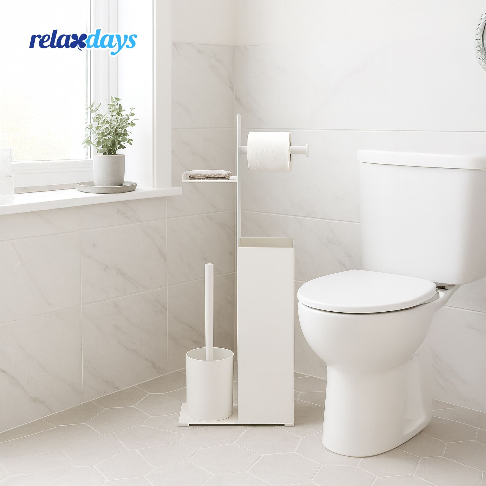 WC Garnitur mit Ersatzrollenhalter Weiss