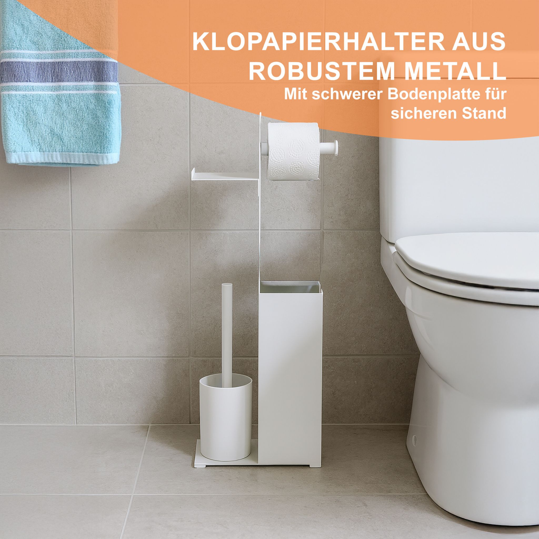 WC Garnitur mit Ersatzrollenhalter Weiss