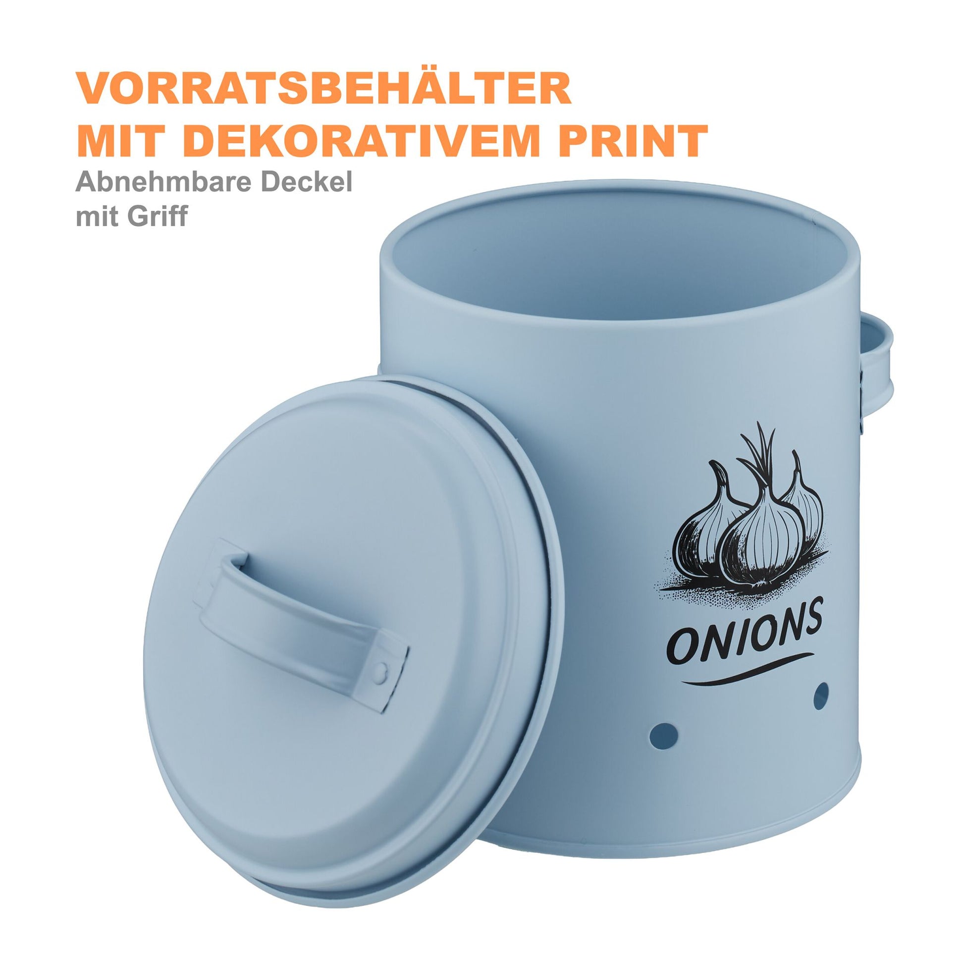 Kartoffel Aufbewahrungsbox 3er-Set Hellblau-Schwarz von Relaxdays