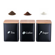 Vorratsdosen 3er-Set Kaffee Tee Zucker Weiss-Hellbraun-Schwarz von Relaxdays