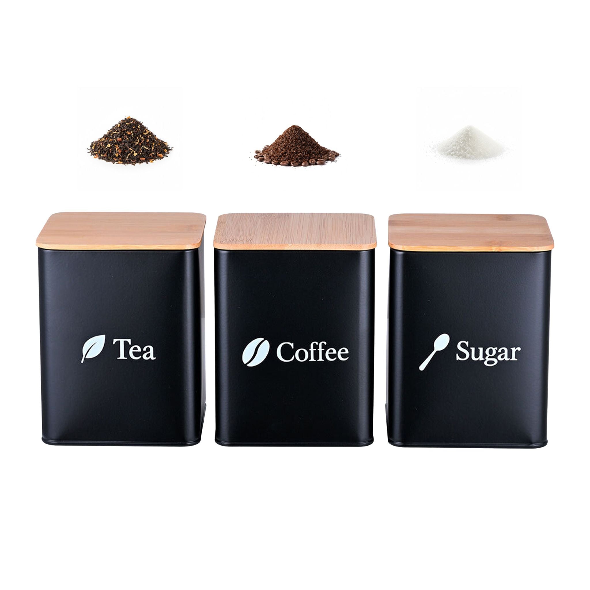 Vorratsdosen 3er-Set Kaffee Tee Zucker Weiss-Hellbraun-Schwarz von Relaxdays