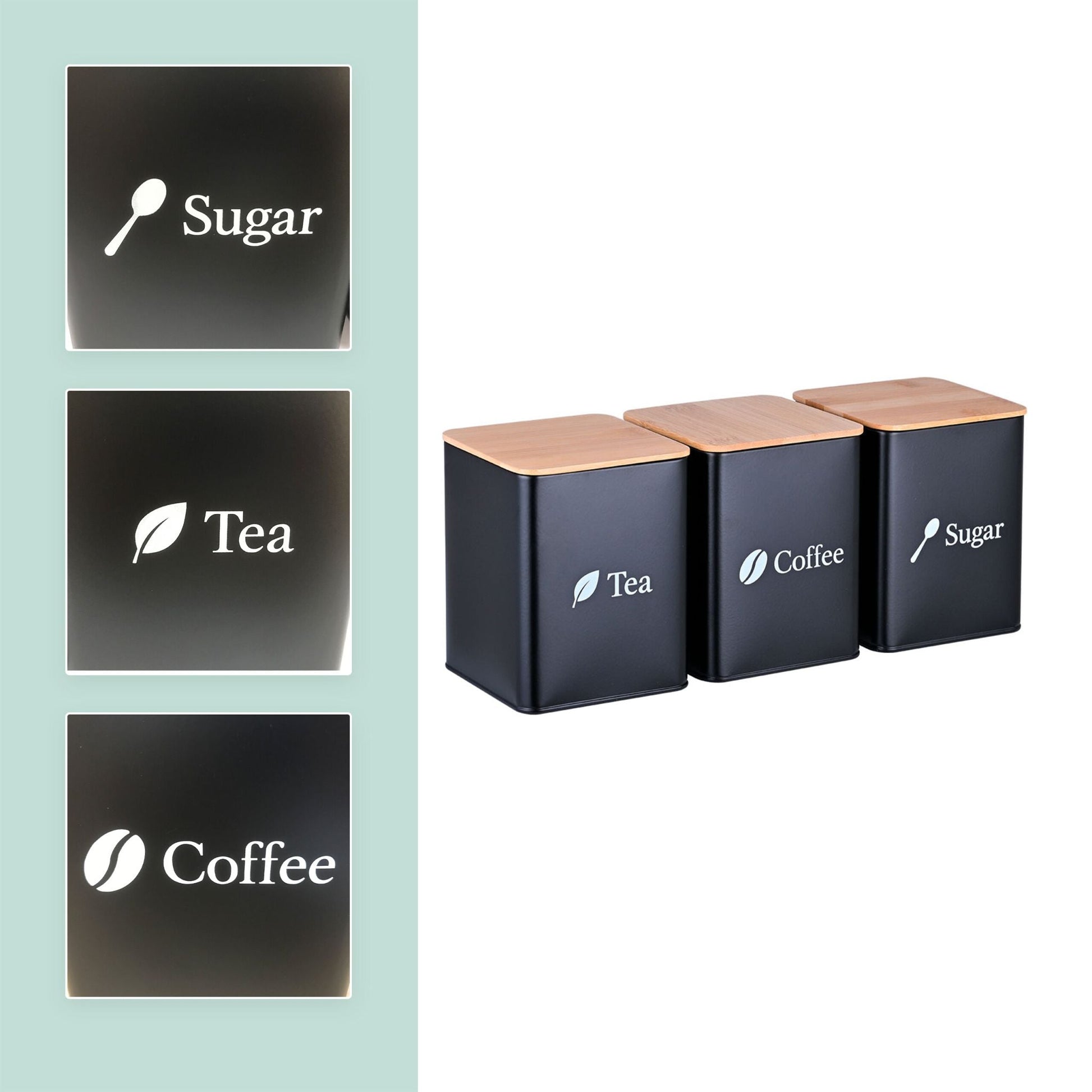 Vorratsdosen 3er-Set Kaffee Tee Zucker Weiss-Hellbraun-Schwarz von Relaxdays