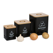 Kartoffel Aufbewahrungsbox 3er-Set Hellbraun-Schwarz von Relaxdays