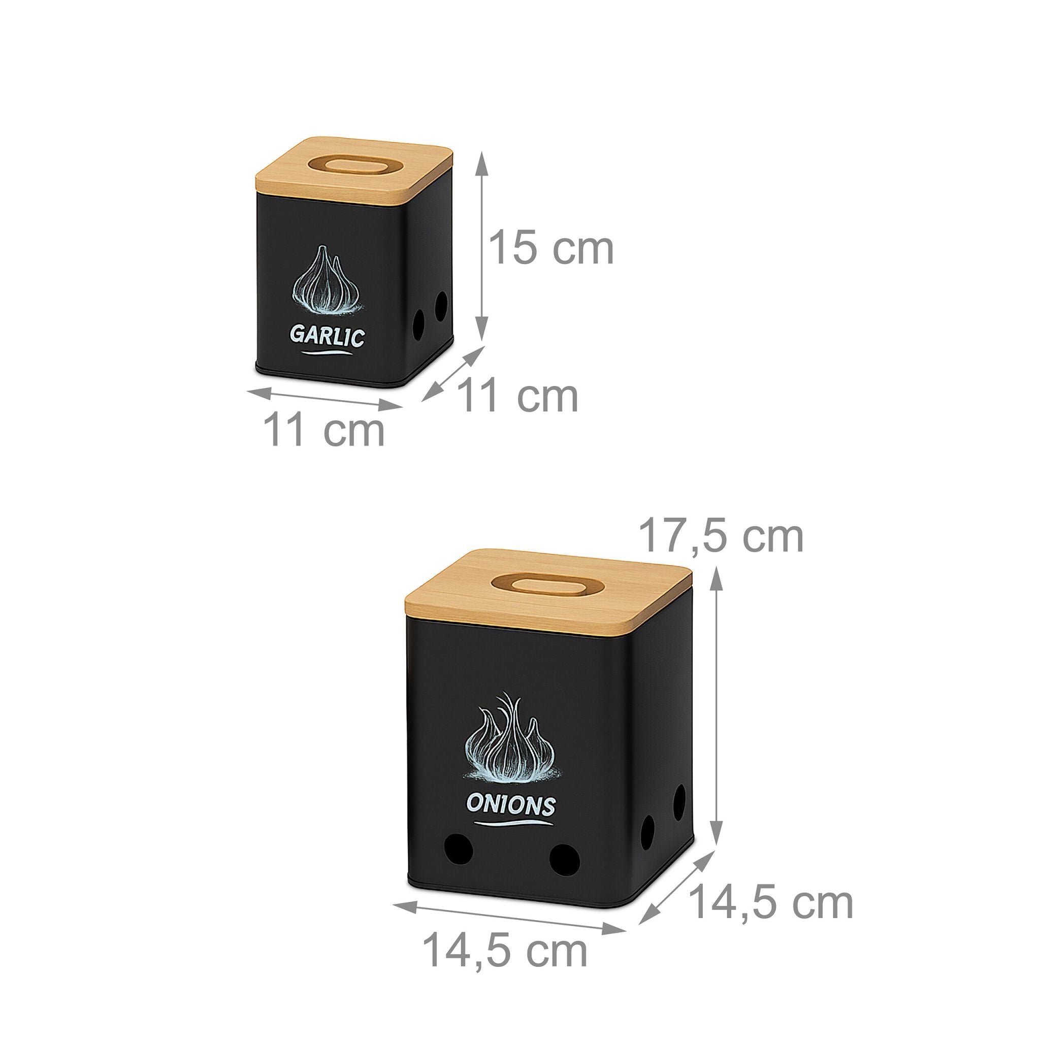 Kartoffel Aufbewahrungsbox 3er-Set Hellbraun-Schwarz von Relaxdays