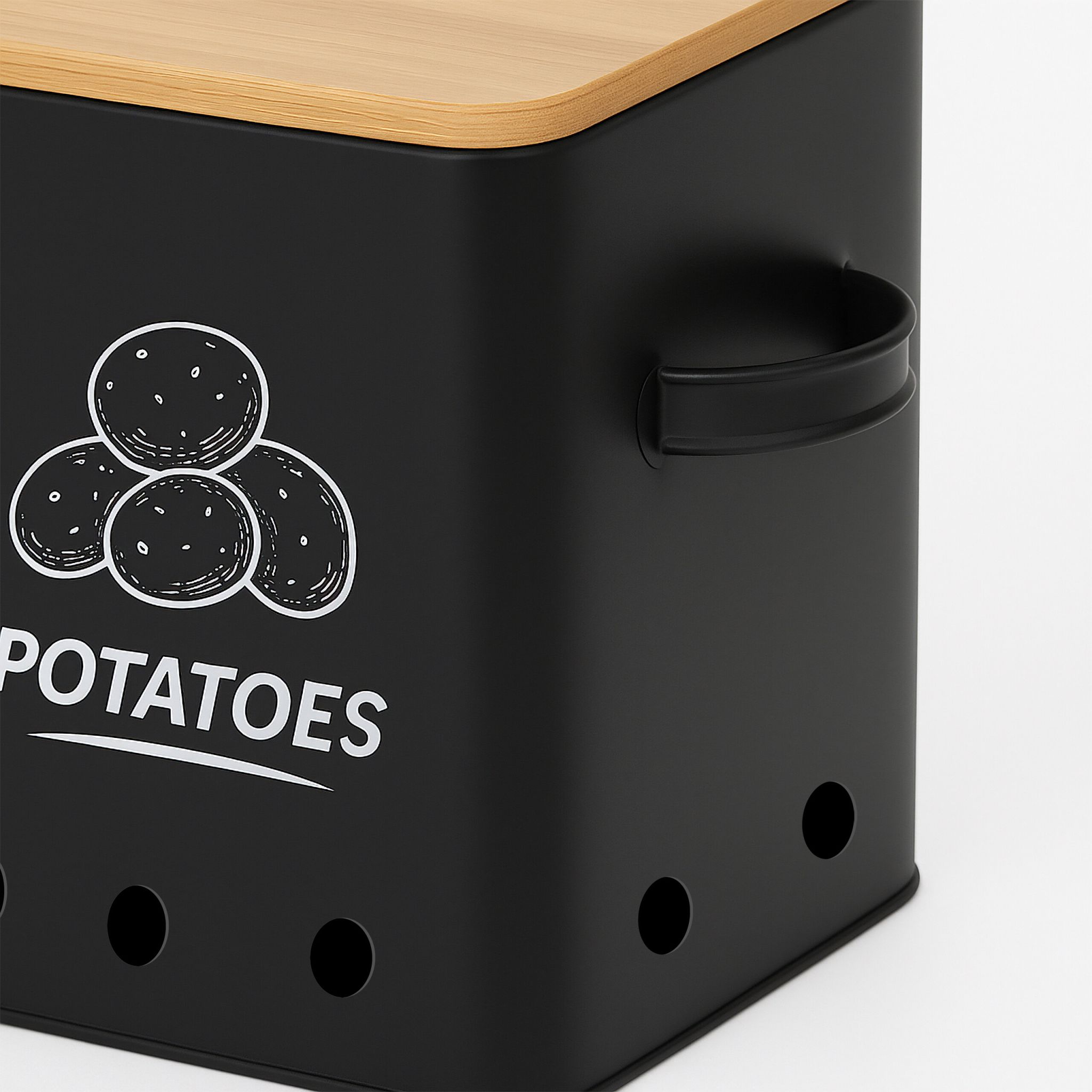 Kartoffel Aufbewahrungsbox 3er-Set Hellbraun-Schwarz von Relaxdays
