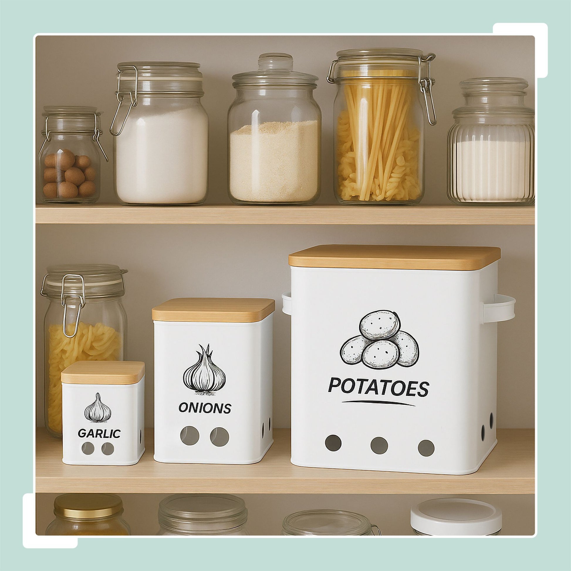 Kartoffel Aufbewahrungsbox 3er-Set Weiss-Hellbraun von Relaxdays