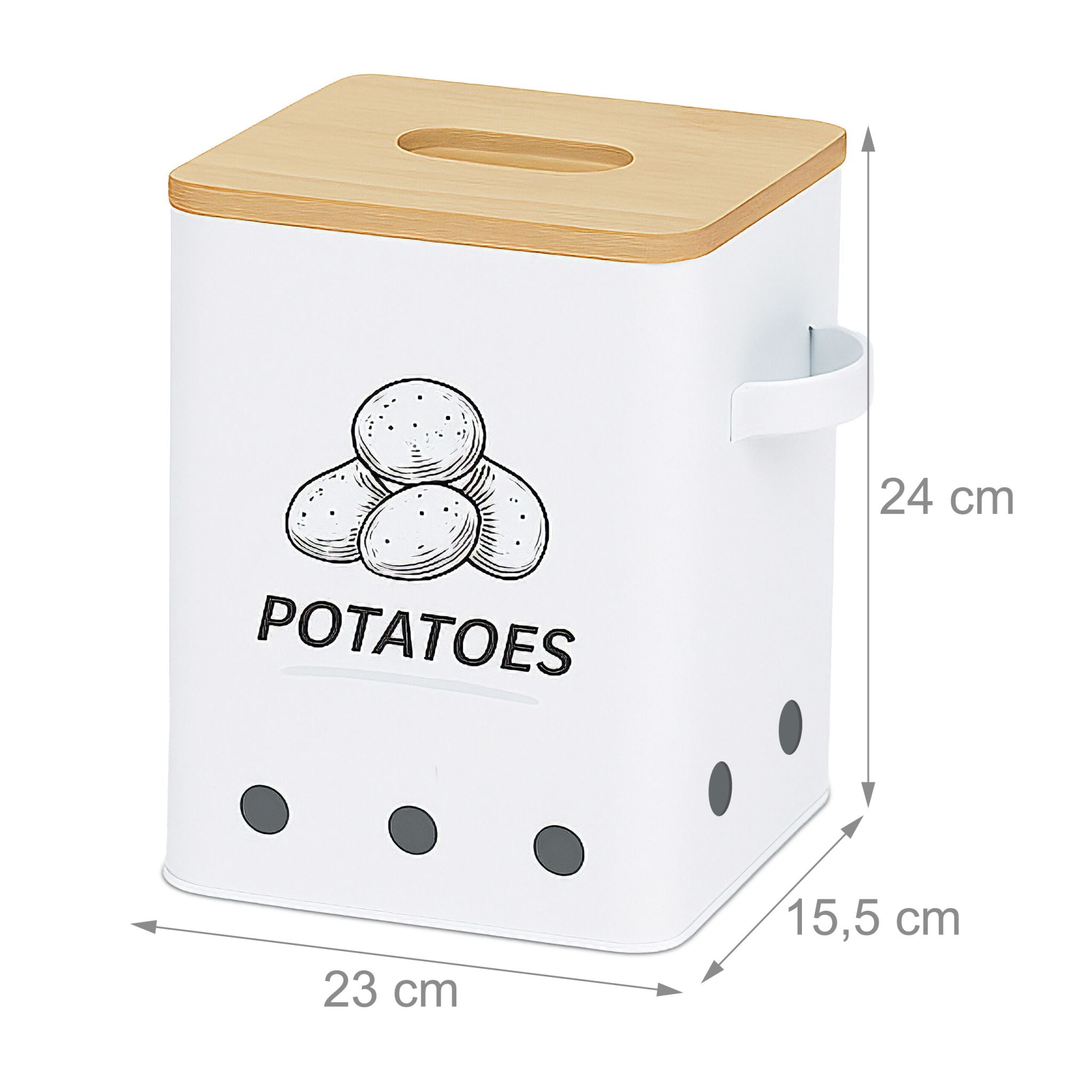 Kartoffel Aufbewahrungsbox 3er-Set Weiss-Hellbraun von Relaxdays