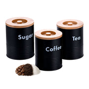 Vorratsdosen 3er-Set Kaffee Tee Zucker Weiss-Hellbraun-Schwarz von Relaxdays