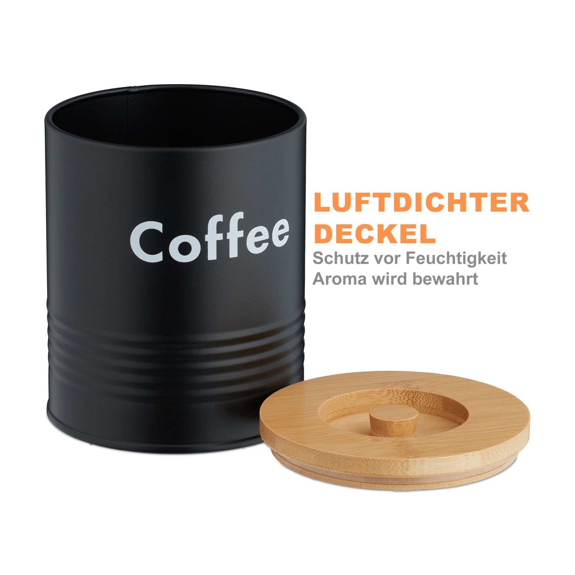 Vorratsdosen 3er-Set Kaffee Tee Zucker Weiss-Hellbraun-Schwarz von Relaxdays