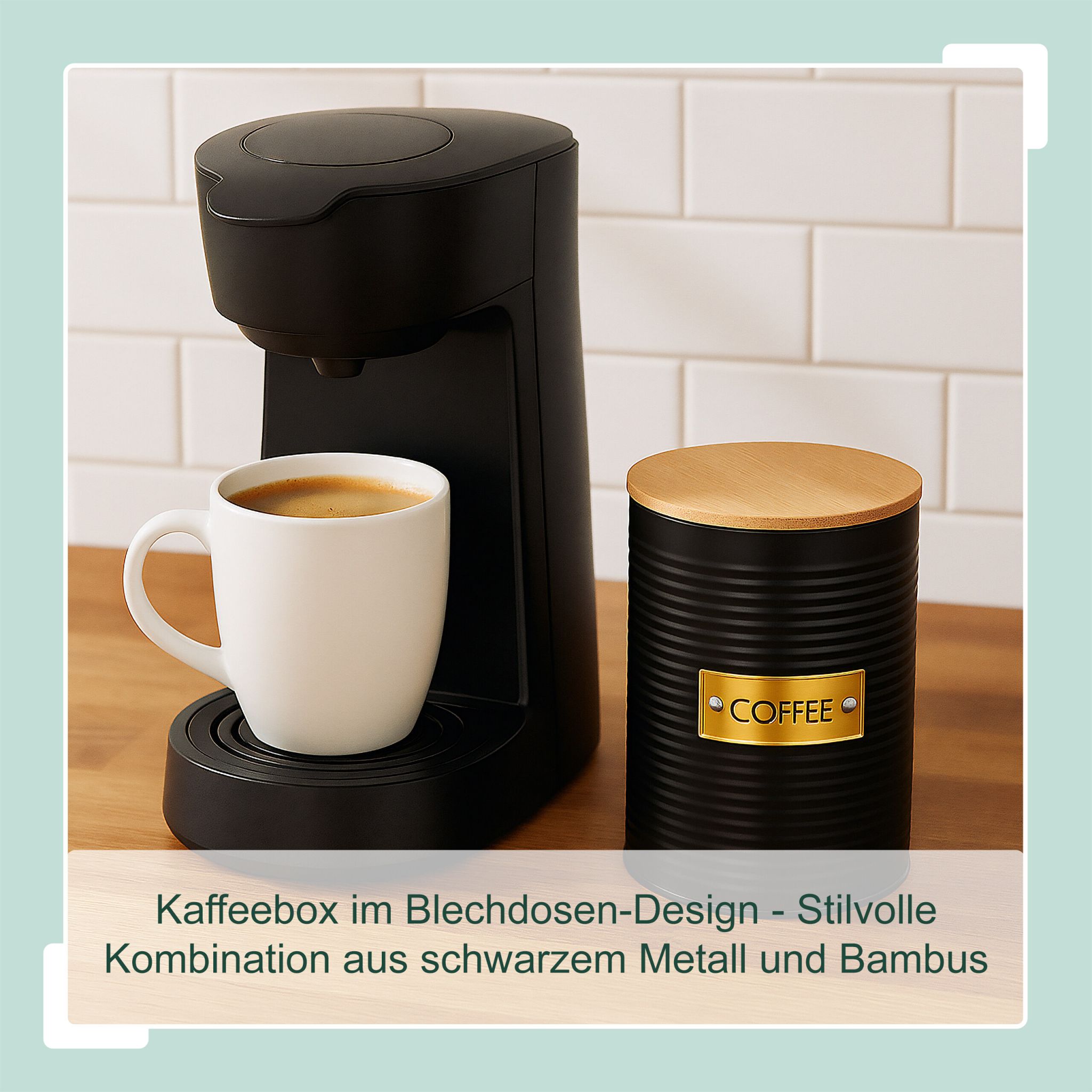 Kaffeedose mit Bambusdeckel Gold-Hellbraun-Schwarz von Relaxdays