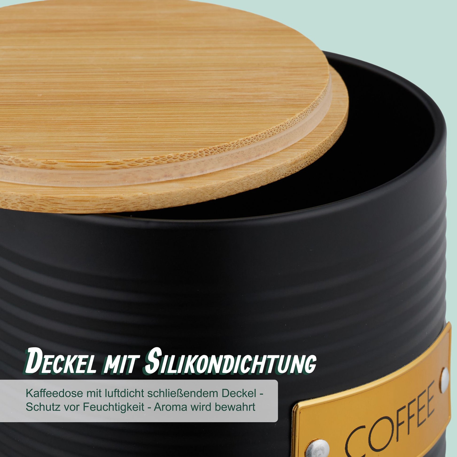 Kaffeedose mit Bambusdeckel Gold-Hellbraun-Schwarz von Relaxdays