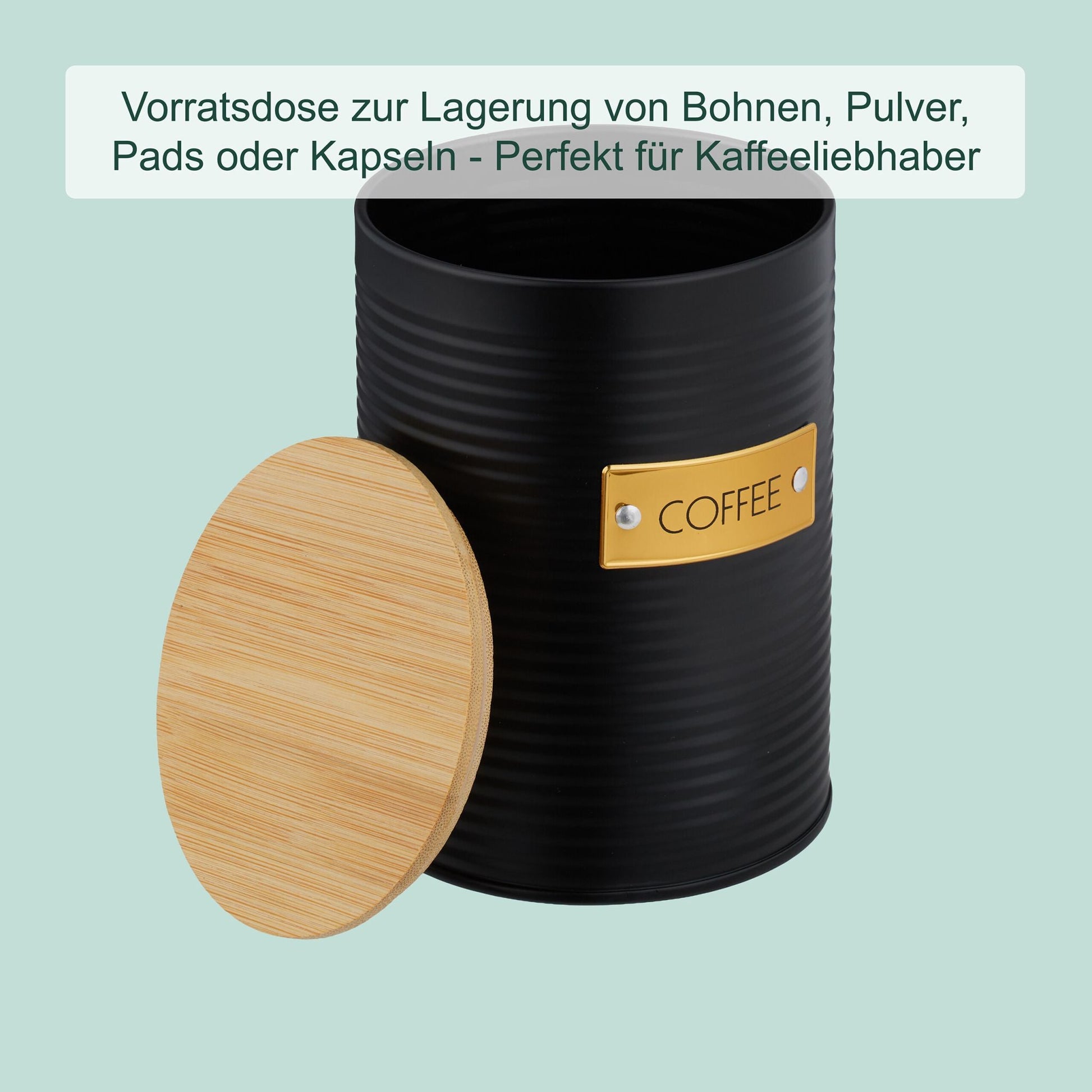 Kaffeedose mit Bambusdeckel Gold-Hellbraun-Schwarz von Relaxdays