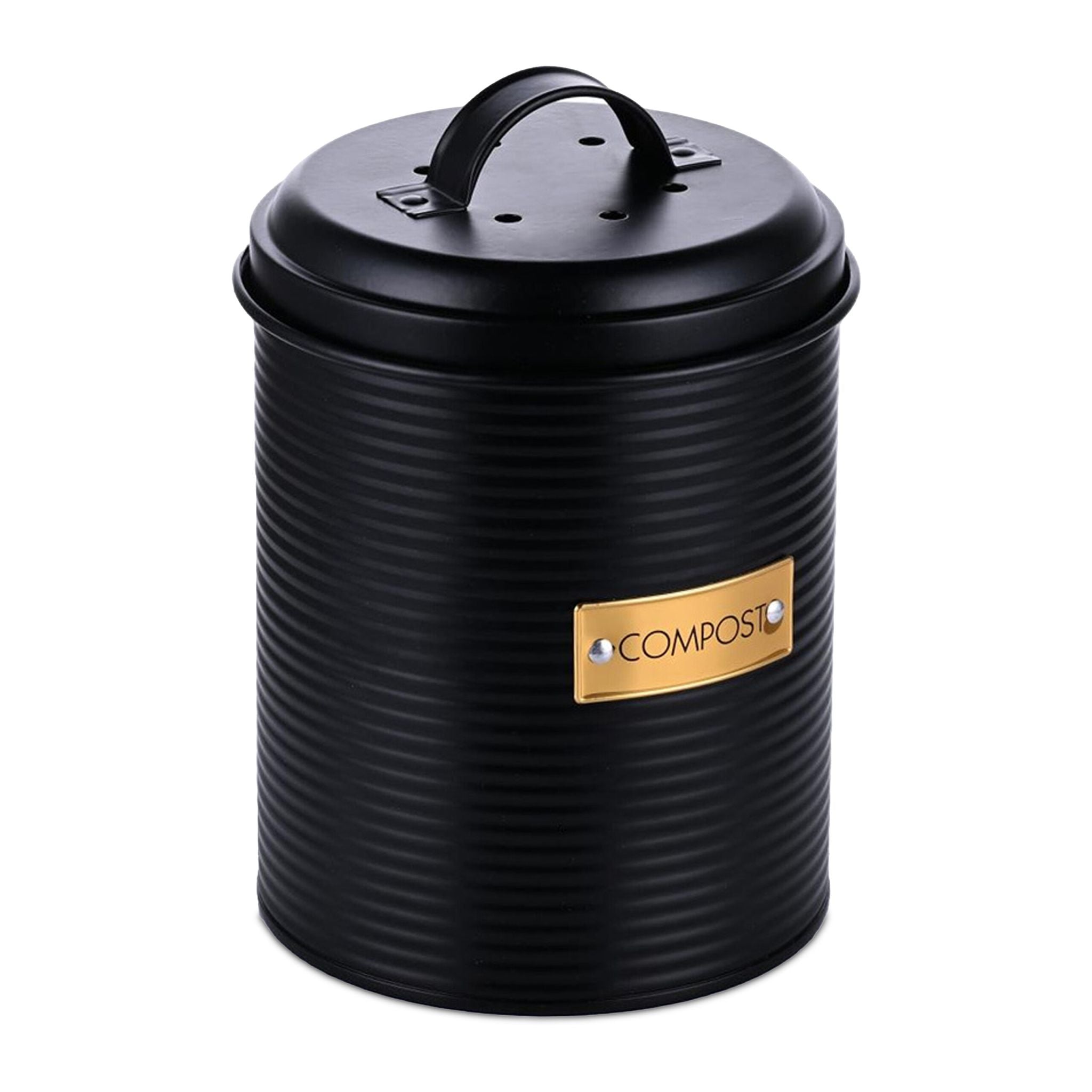 Komposteimer mit Geruchsfilter 2,5L Gold-Schwarz von Relaxdays