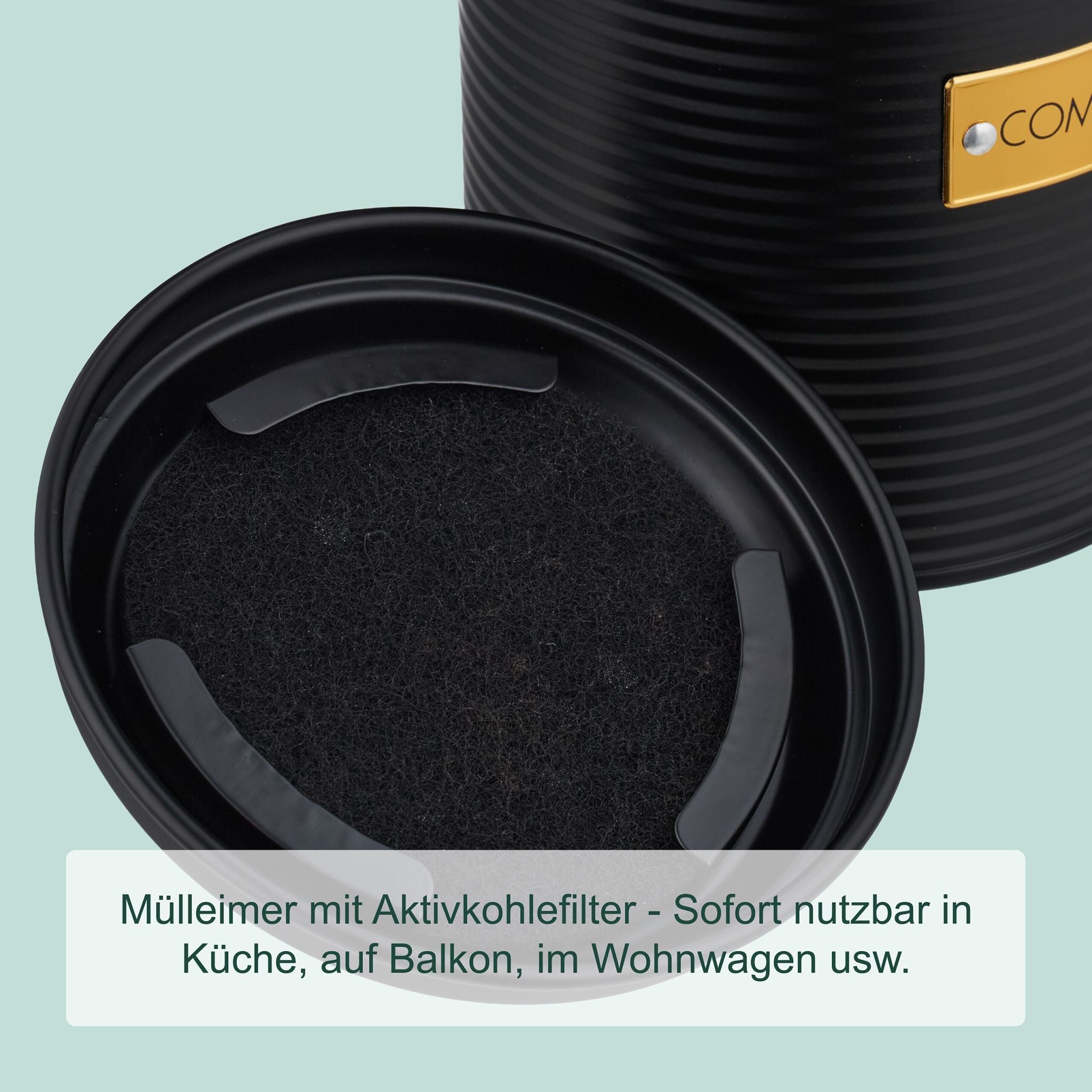 Komposteimer mit Geruchsfilter 2,5L Gold-Schwarz von Relaxdays